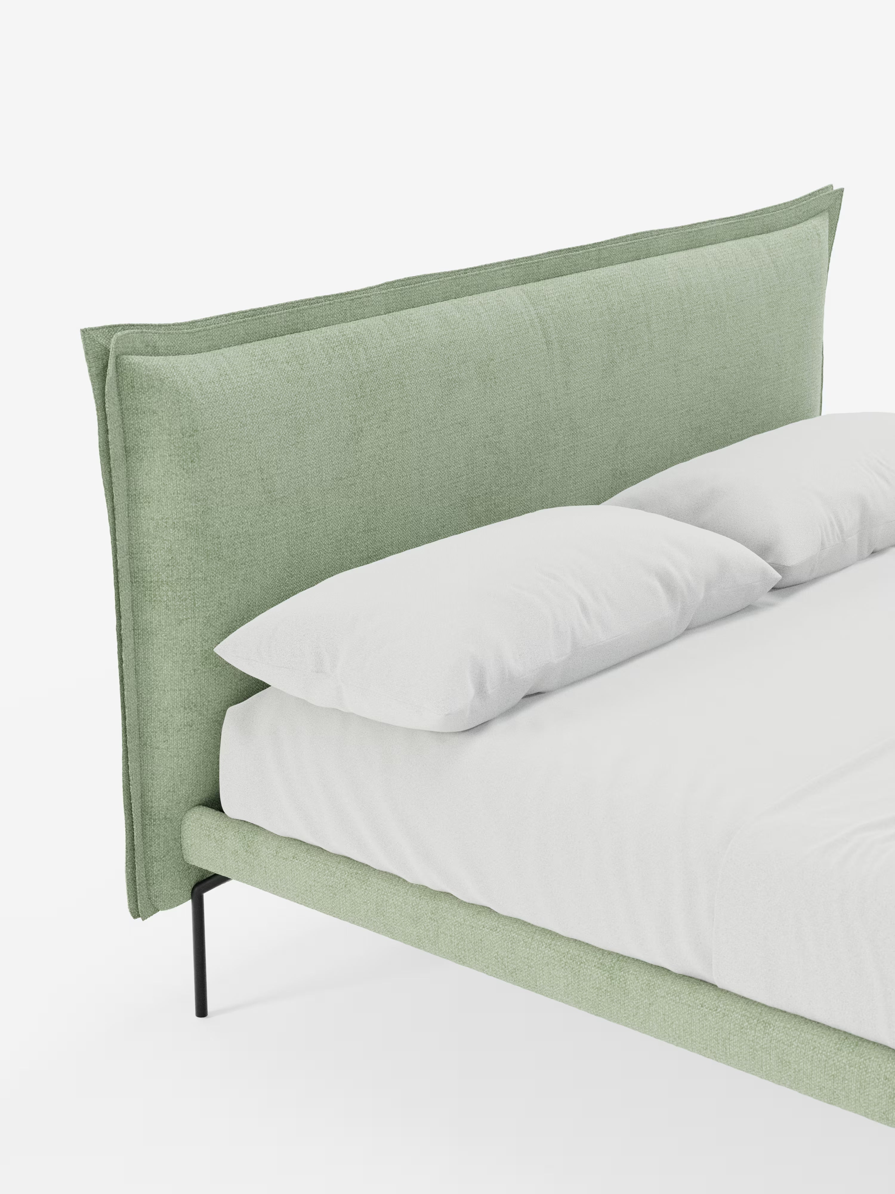 Eric Upholstered removable cover bed with steel legs in stain-resistant fabric