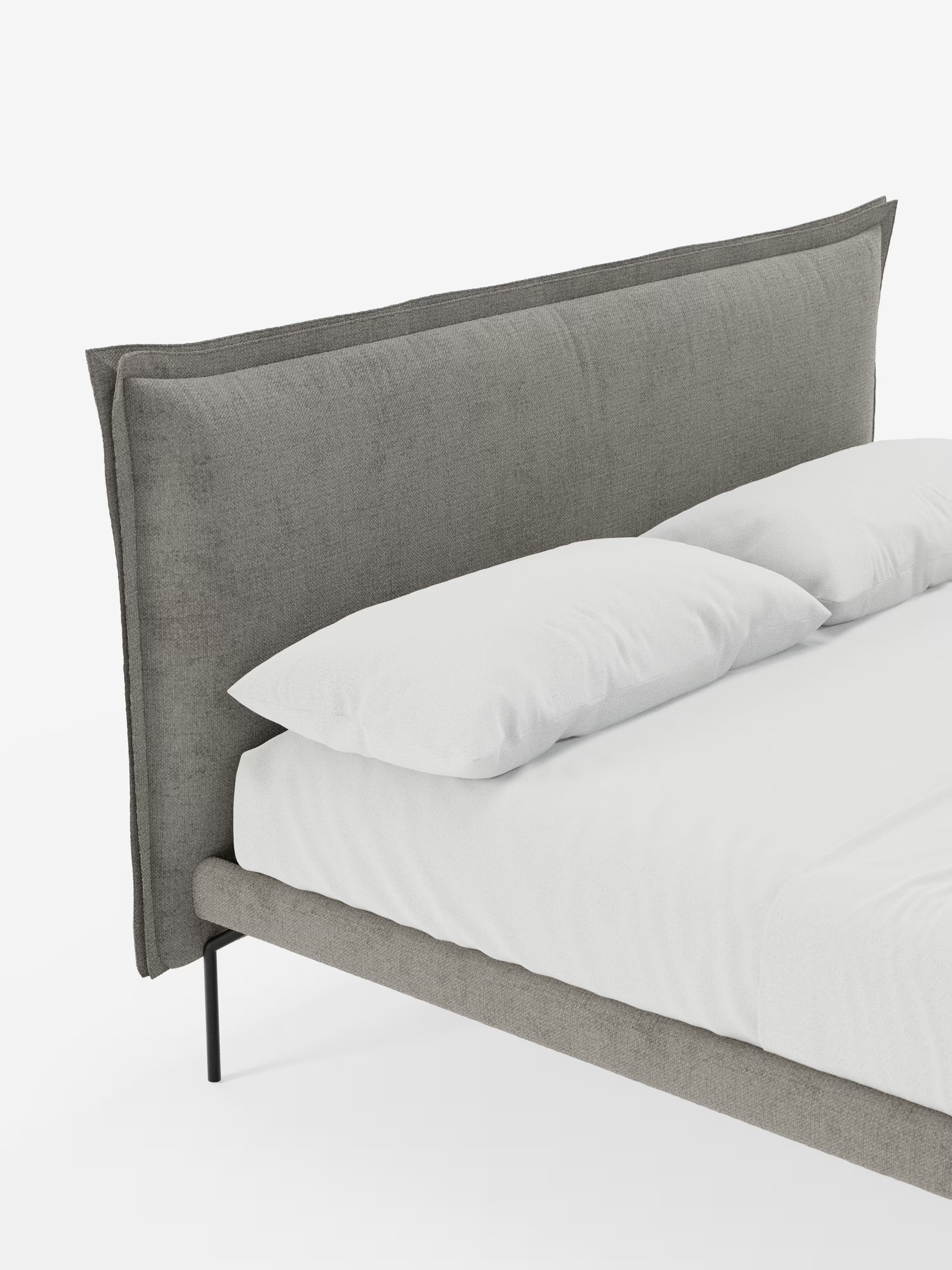 Eric Upholstered removable cover bed with steel legs in stain-resistant fabric