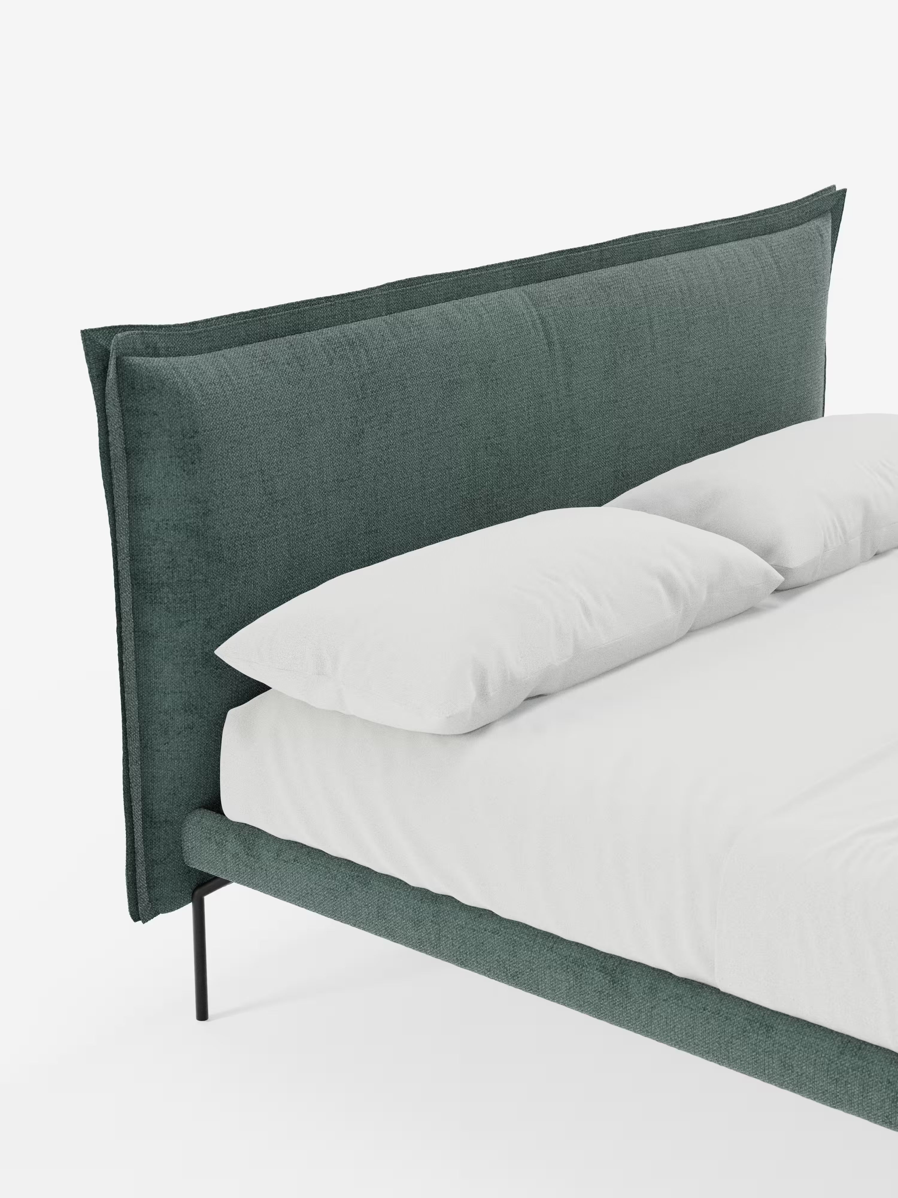 Eric Upholstered removable cover bed with steel legs in stain-resistant fabric