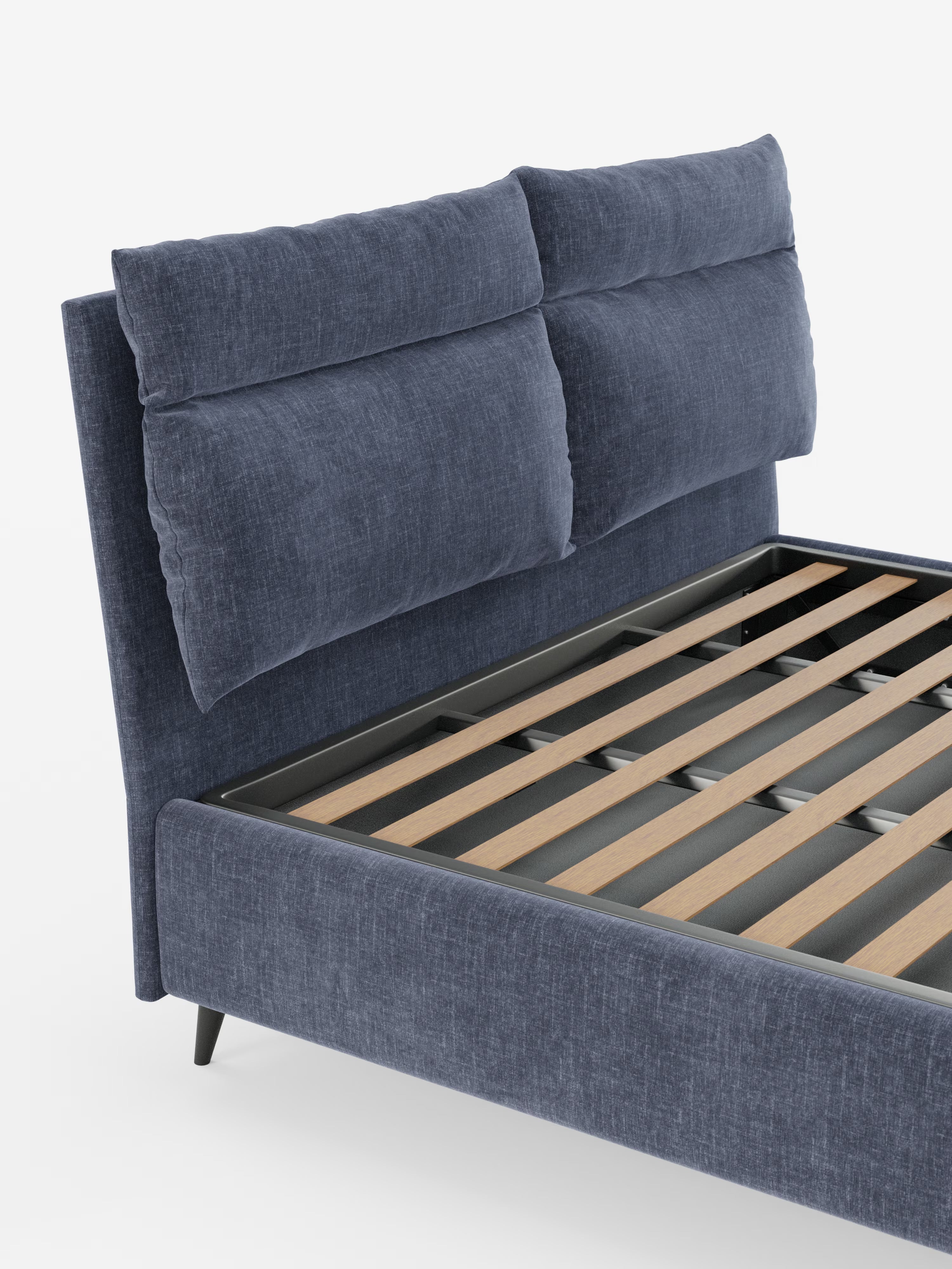 Jerry Upholstered storage bed with reclining cushions in stain-resistant chenille fabric Quick-Clean