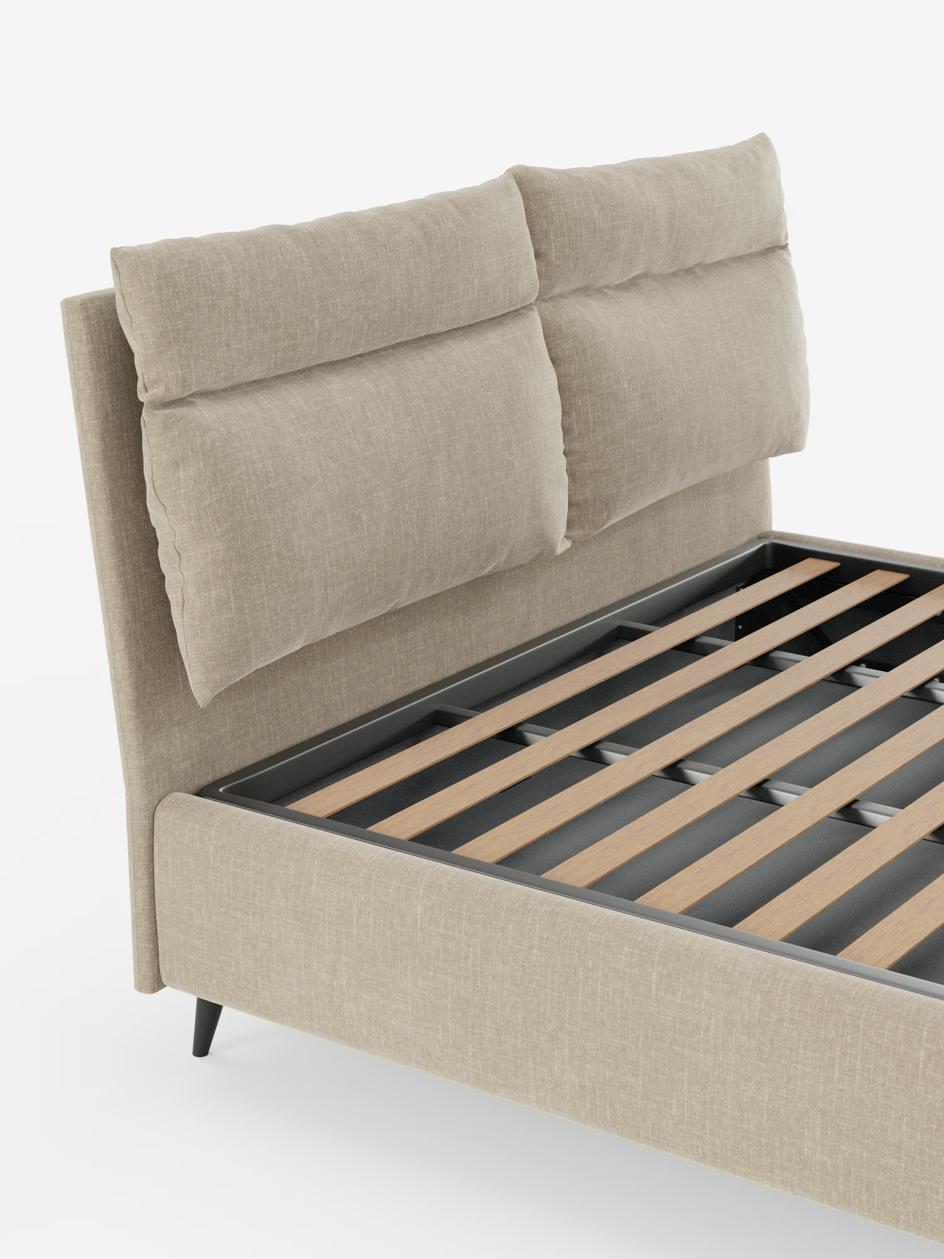 Jerry Upholstered storage bed with reclining cushions in stain-resistant chenille fabric Quick-Clean