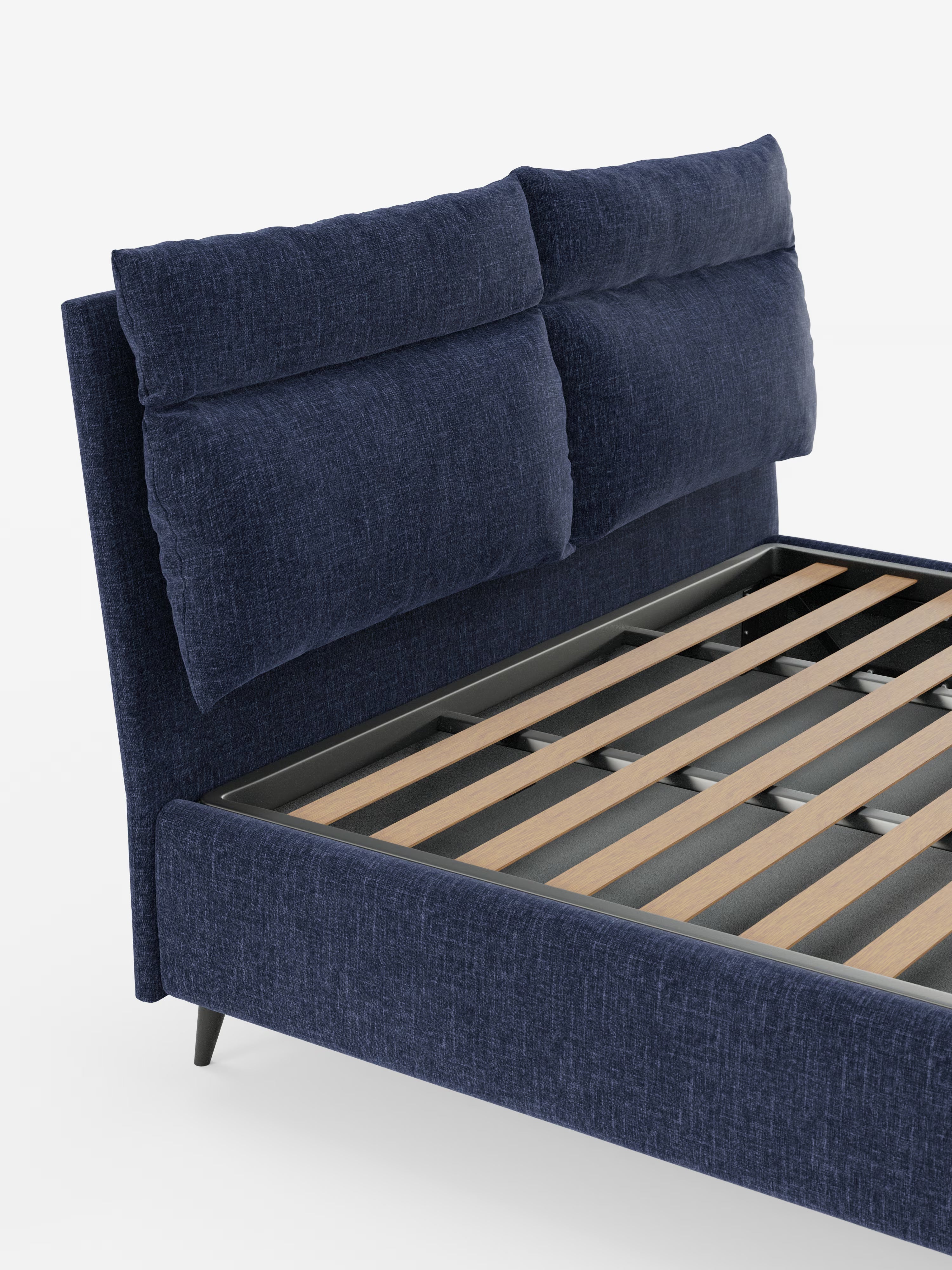 Jerry Upholstered storage bed with reclining cushions in stain-resistant chenille fabric Quick-Clean