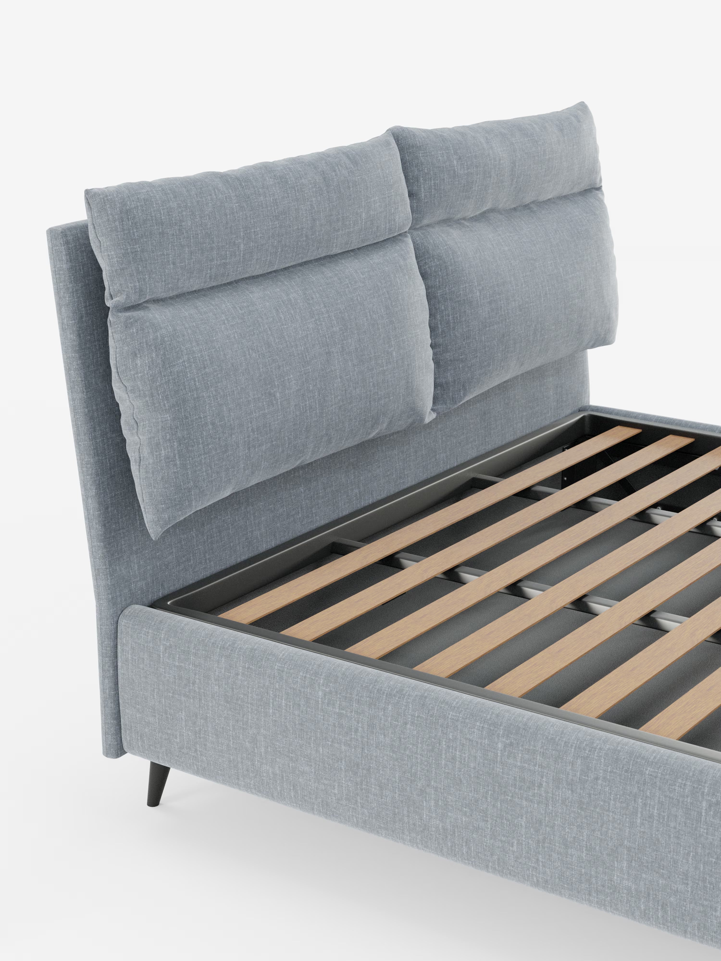 Jerry Upholstered storage bed with reclining cushions in stain-resistant chenille fabric Quick-Clean