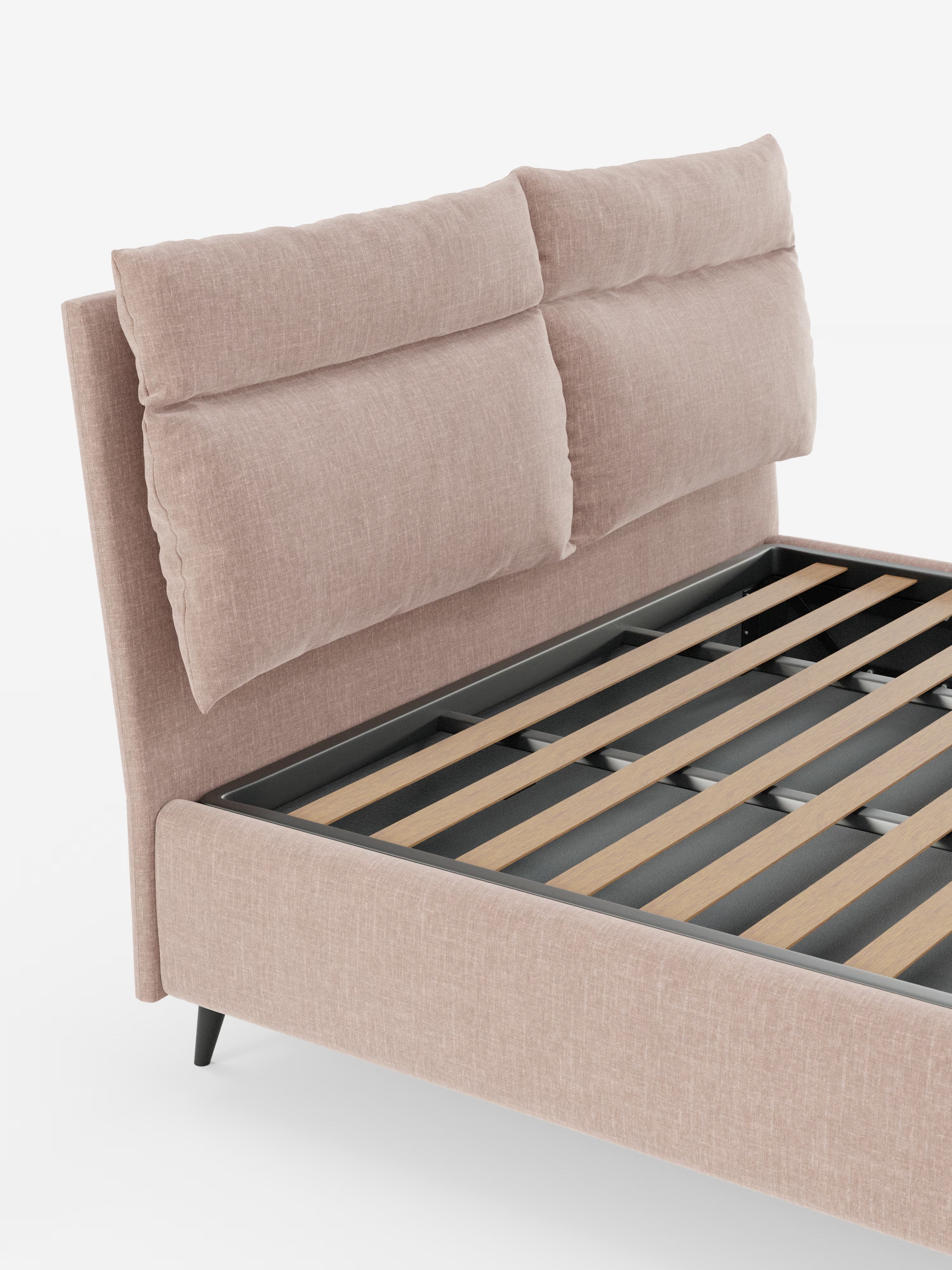 Jerry Upholstered storage bed with reclining cushions in stain-resistant chenille fabric Quick-Clean
