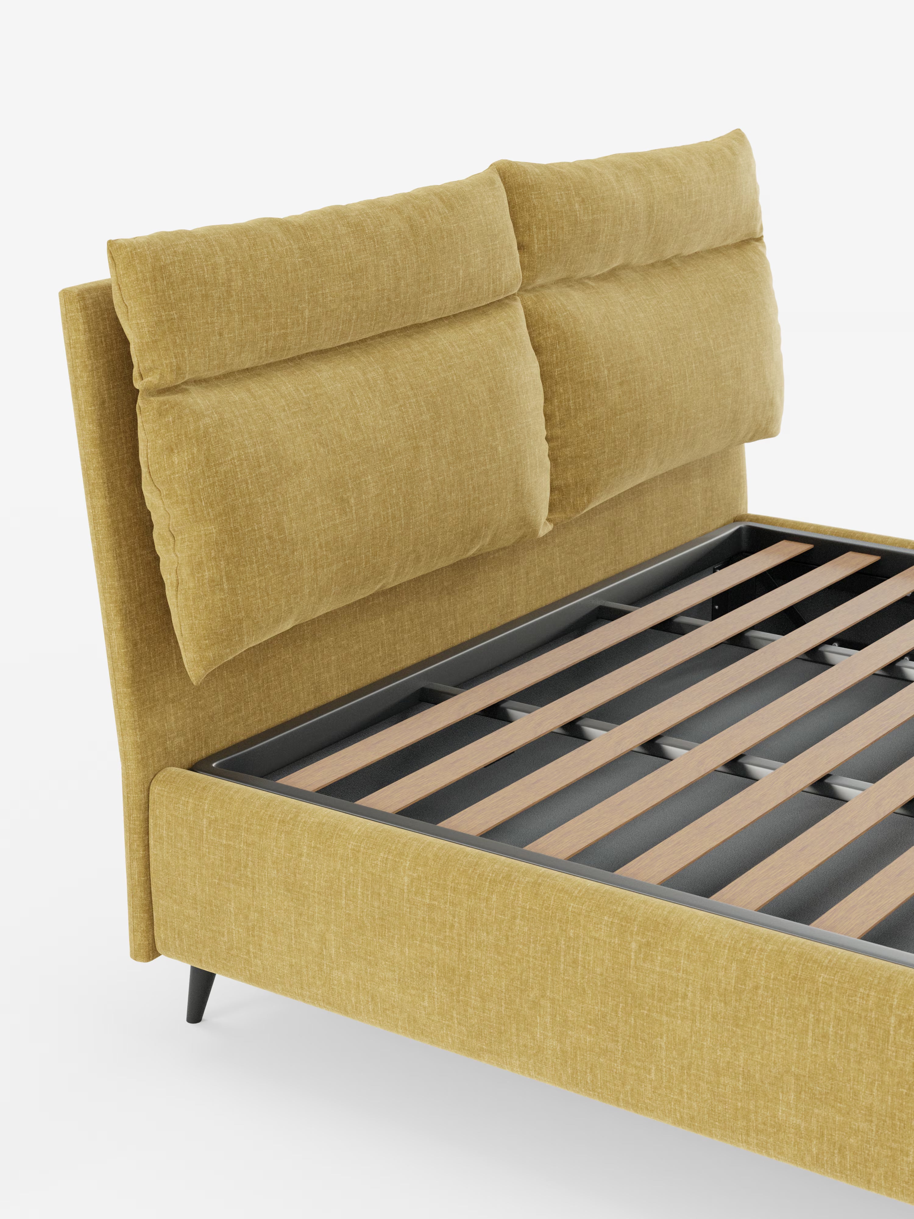 Jerry Upholstered storage bed with reclining cushions in stain-resistant chenille fabric Quick-Clean