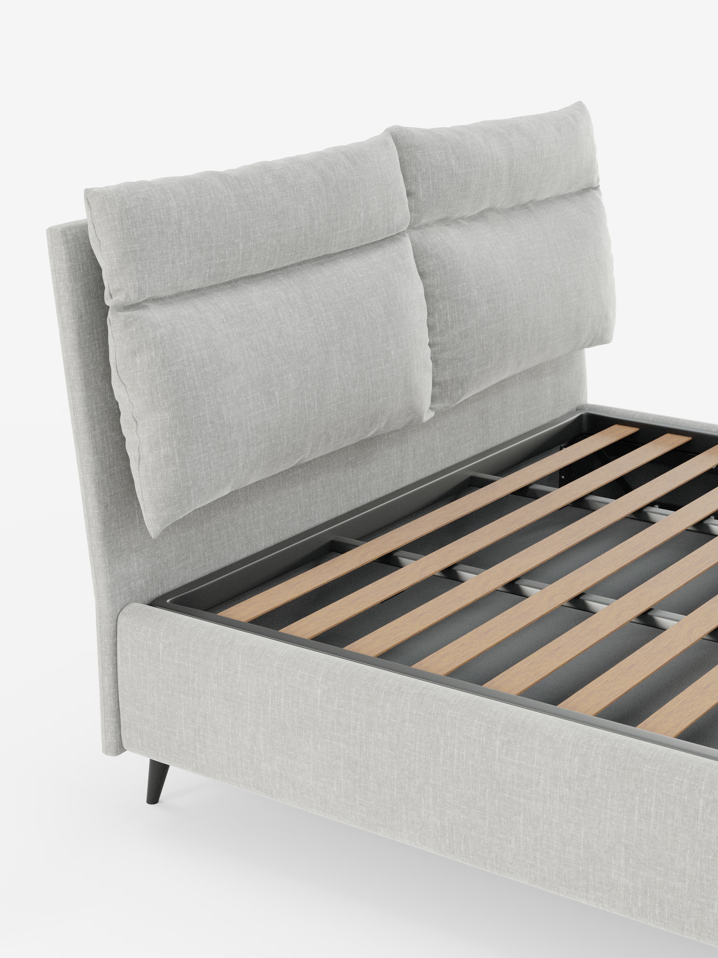 Jerry Upholstered storage bed with reclining cushions in stain-resistant chenille fabric Quick-Clean