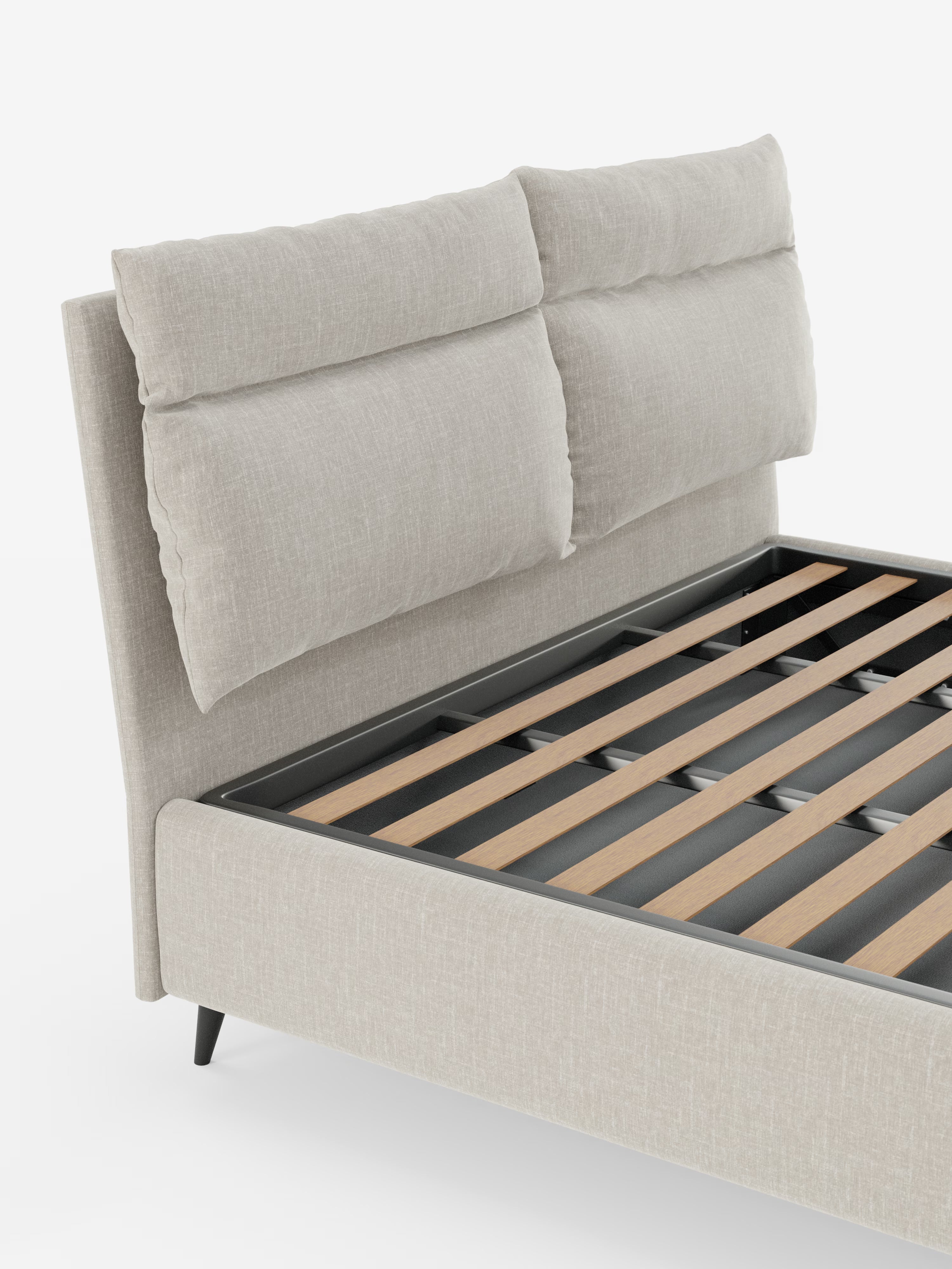 Jerry Upholstered storage bed with reclining cushions in stain-resistant chenille fabric Quick-Clean