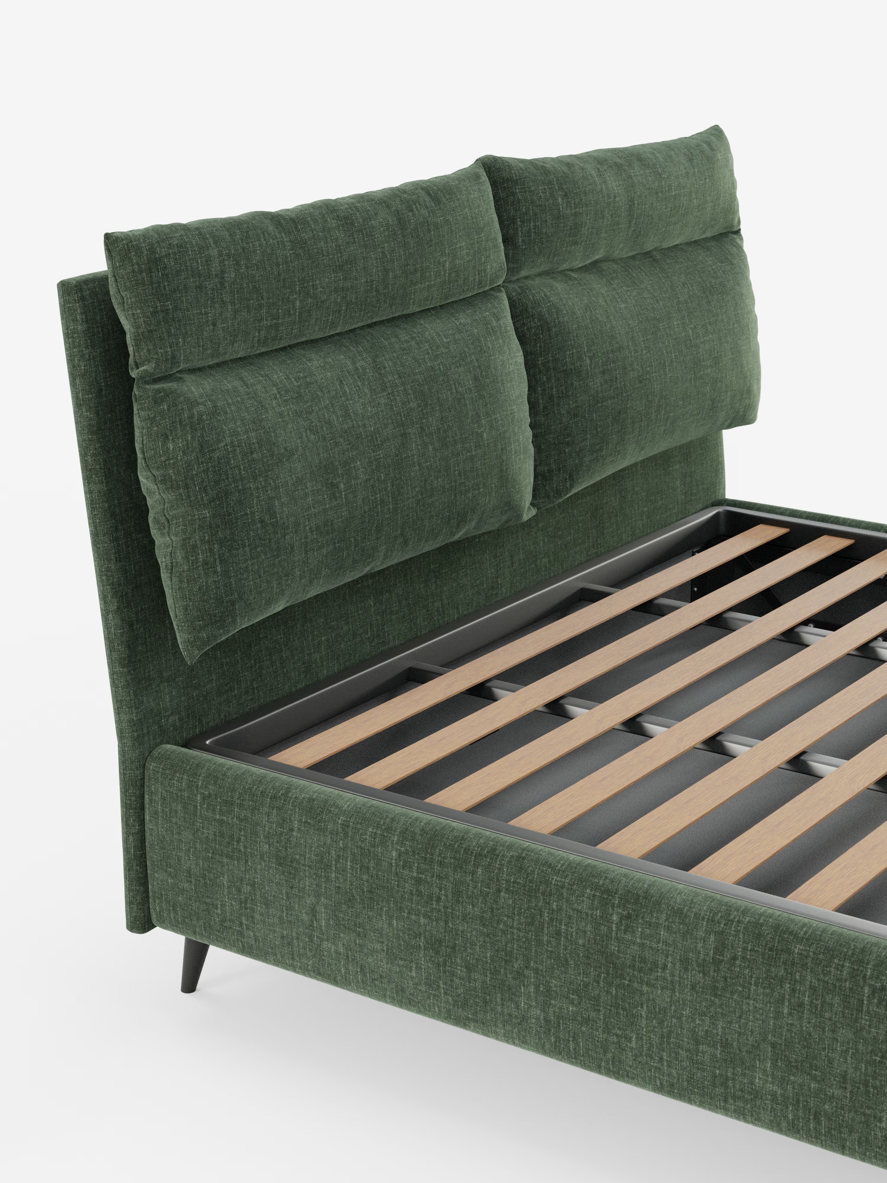 Jerry Upholstered storage bed with reclining cushions in stain-resistant chenille fabric Quick-Clean