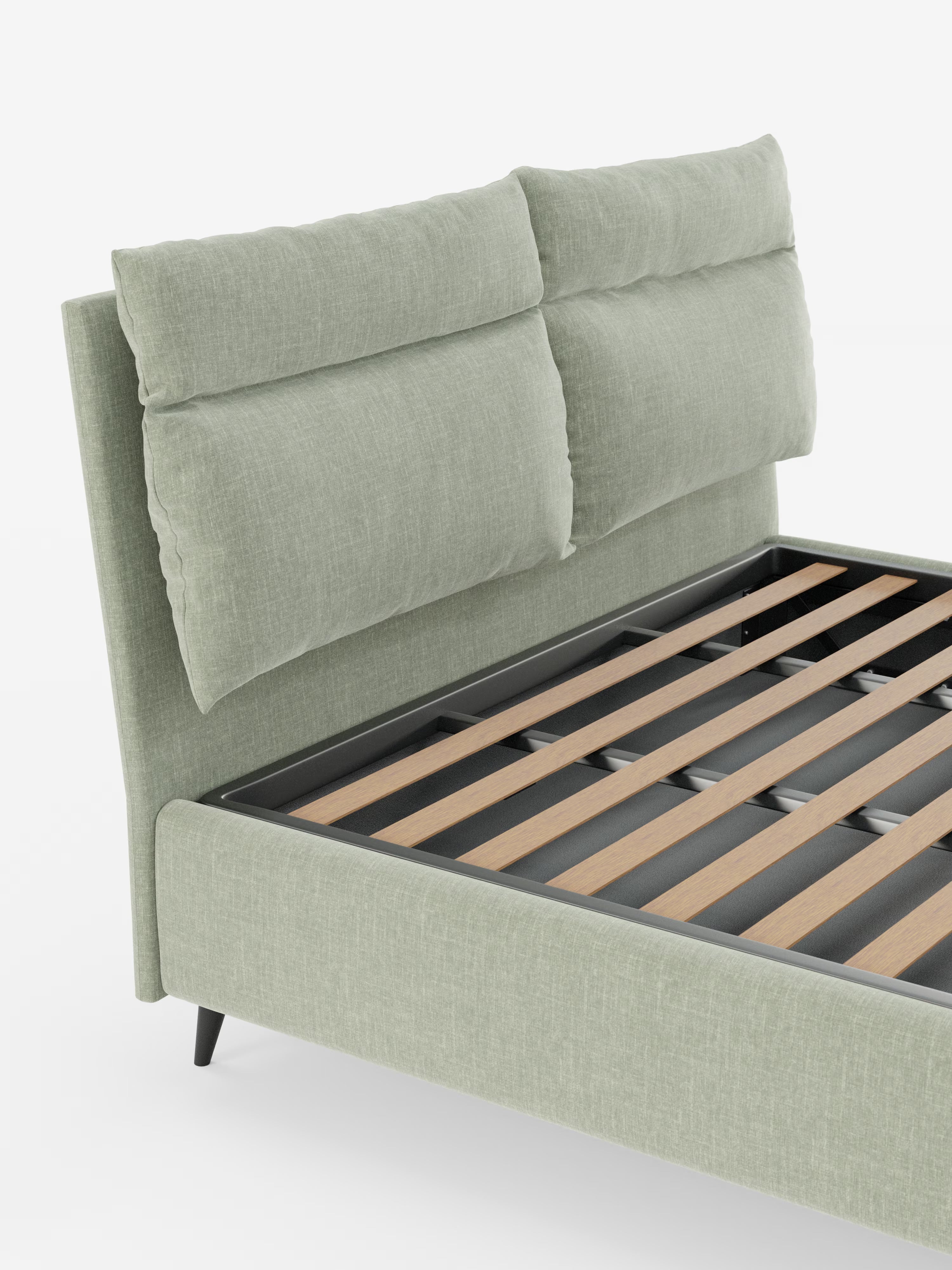 Jerry Upholstered storage bed with reclining cushions in stain-resistant chenille fabric Quick-Clean