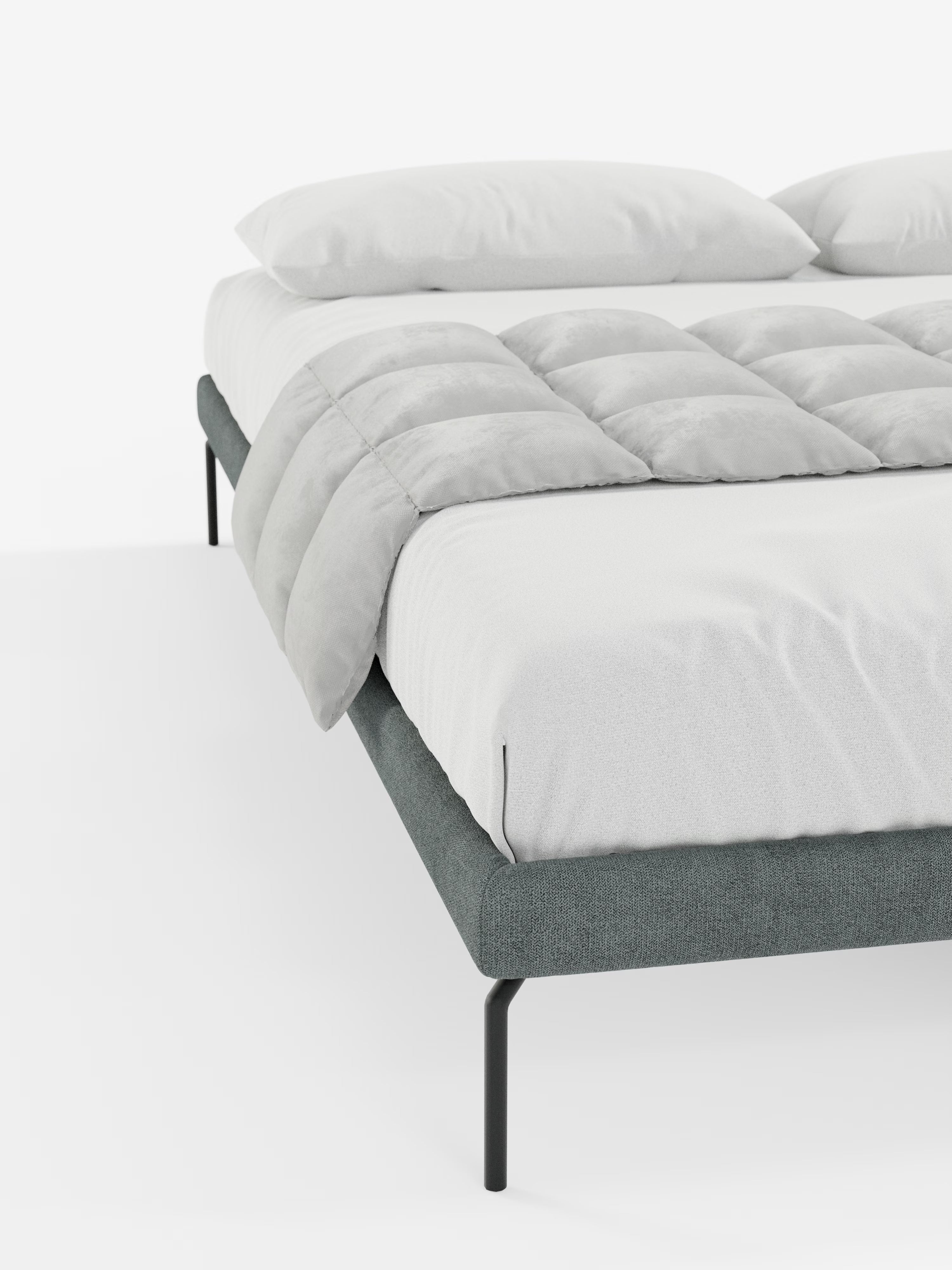Ring Sommier acolchado desenfundable con patas de metal y tejido impermeable Soft Touch