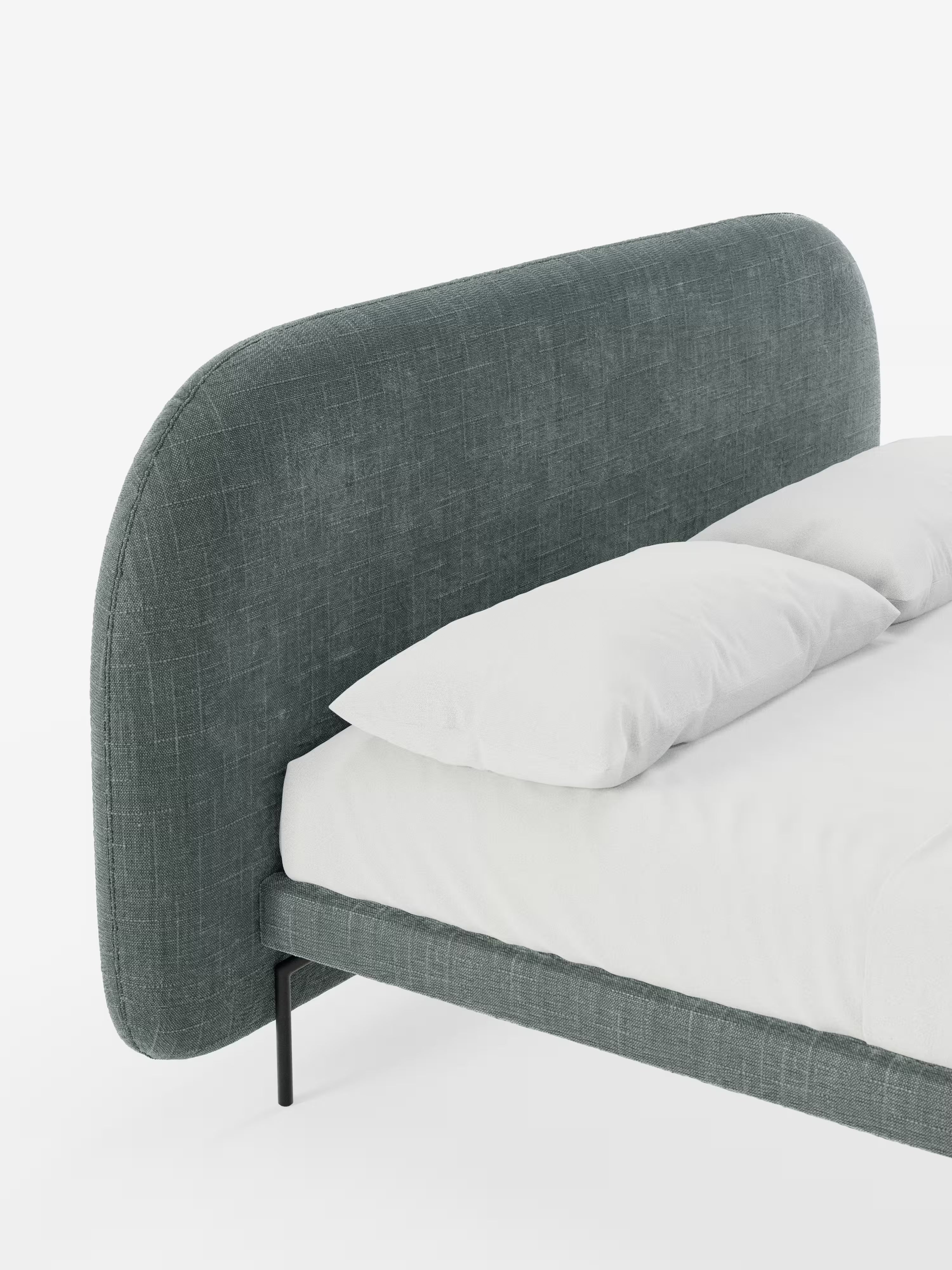 Soleil Cama acolchada de diseño con patas de metal y tejido jacquard antimanchas