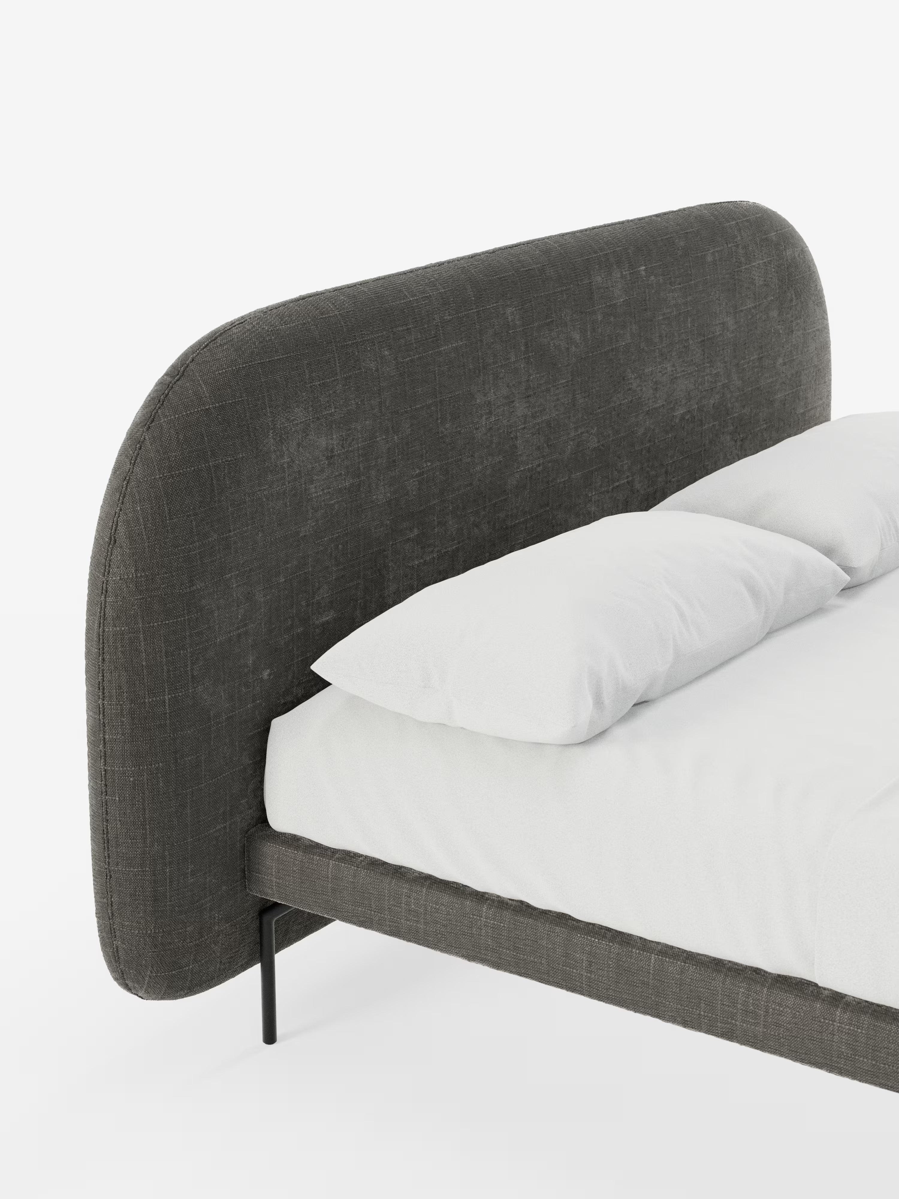 Soleil Cama acolchada de diseño con patas de metal y tejido jacquard antimanchas