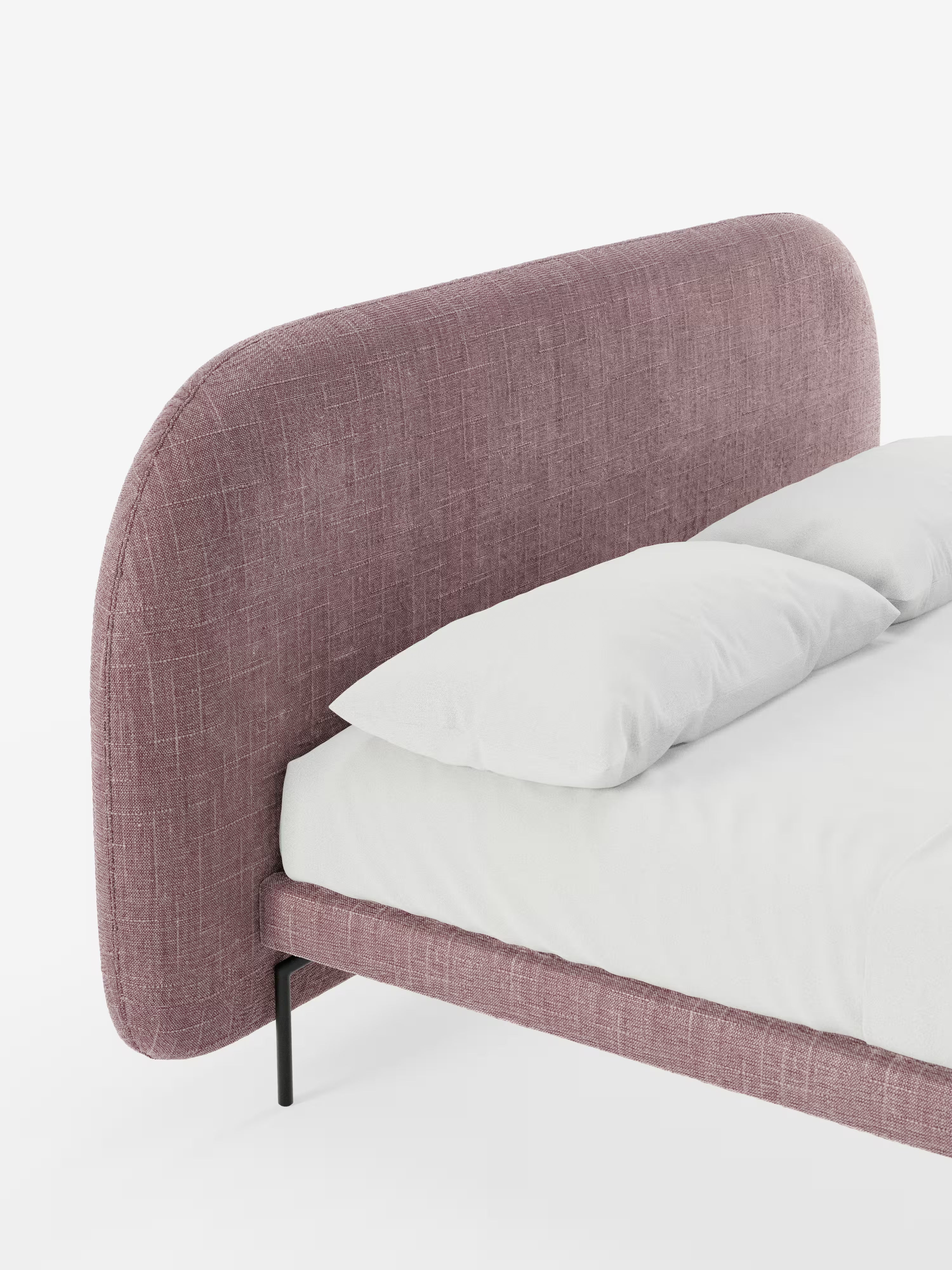 Soleil Cama acolchada de diseño con patas de metal y tejido jacquard antimanchas