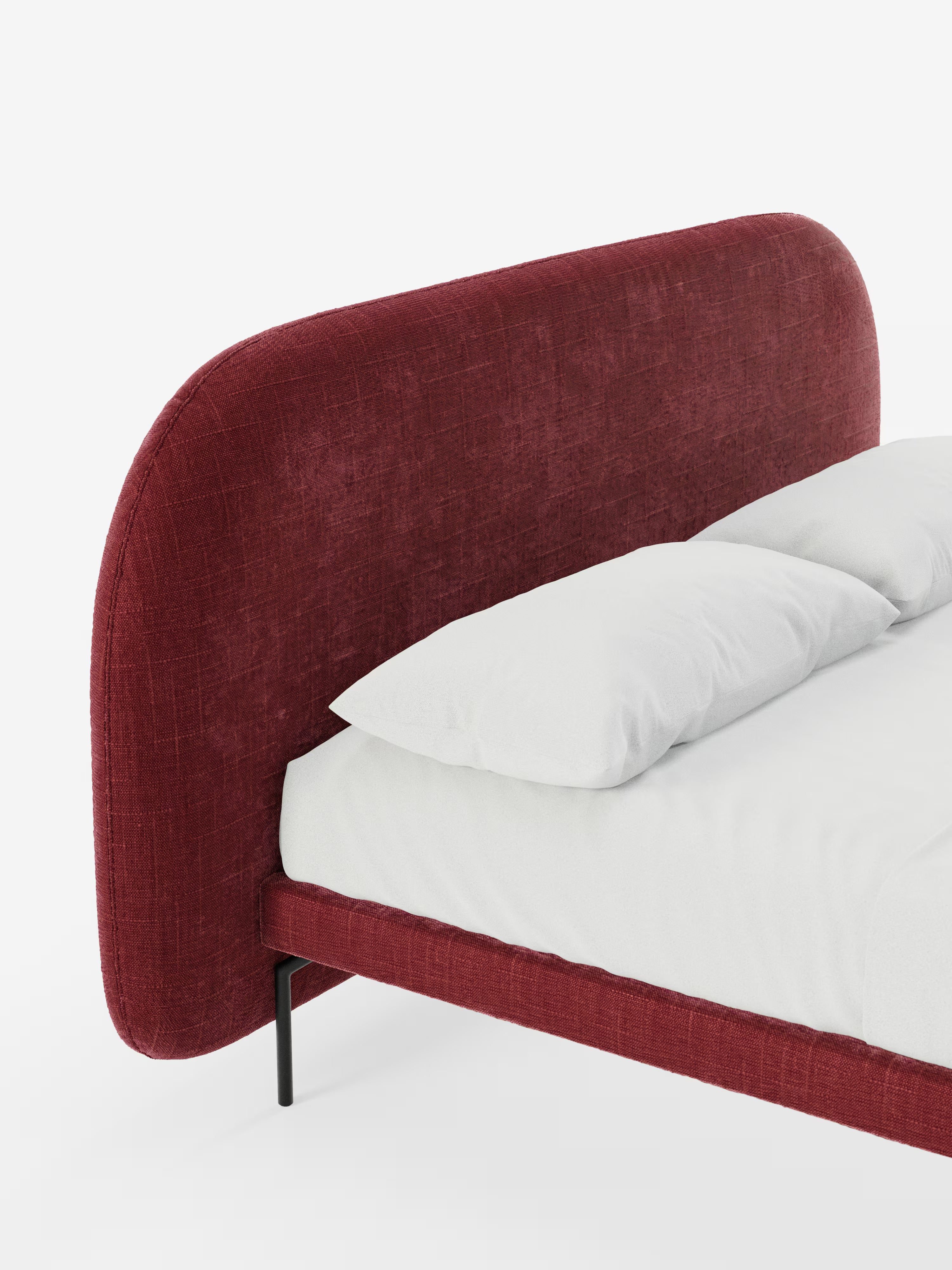 Soleil Cama acolchada de diseño con patas de metal y tejido jacquard antimanchas