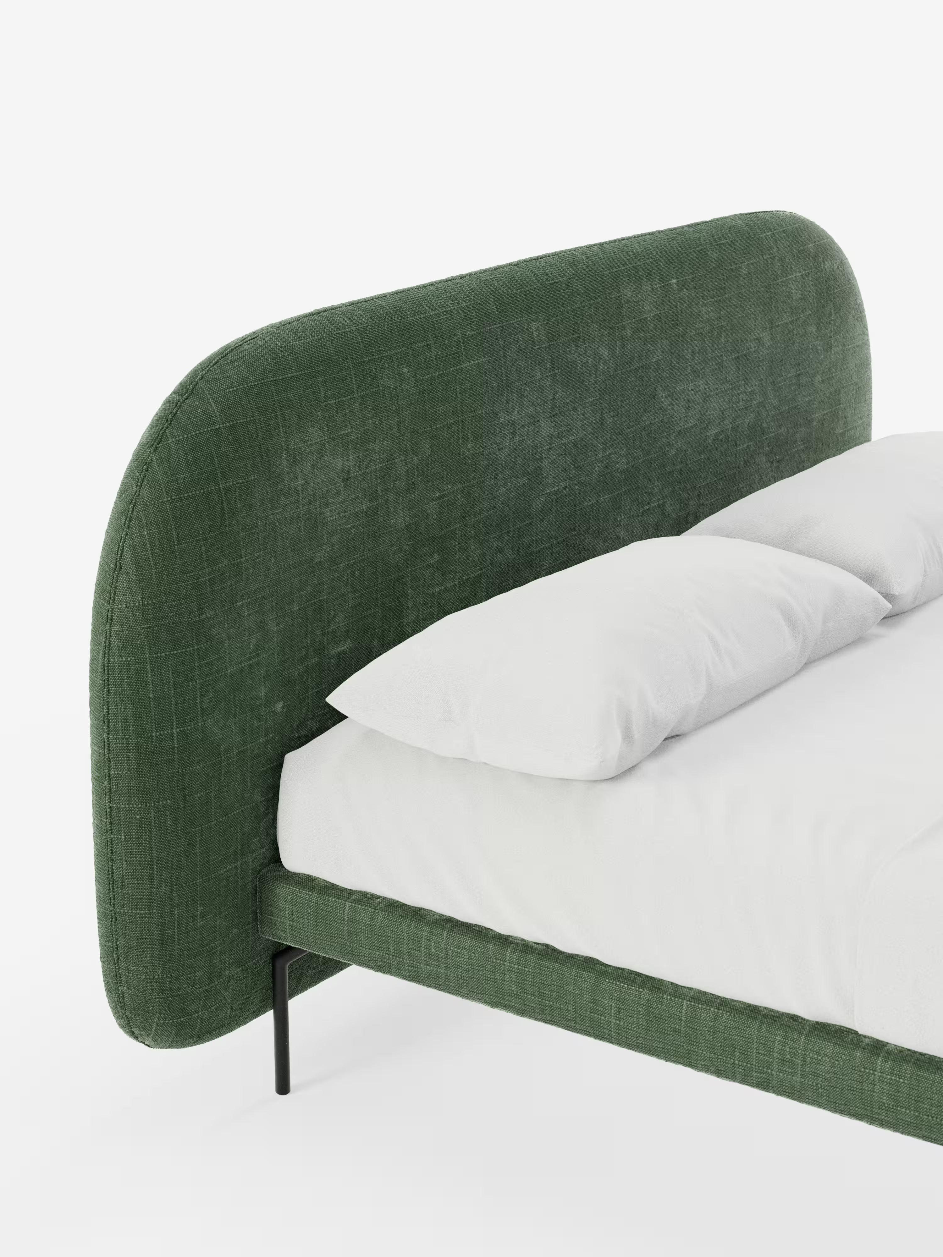 Soleil Cama acolchada de diseño con patas de metal y tejido jacquard antimanchas