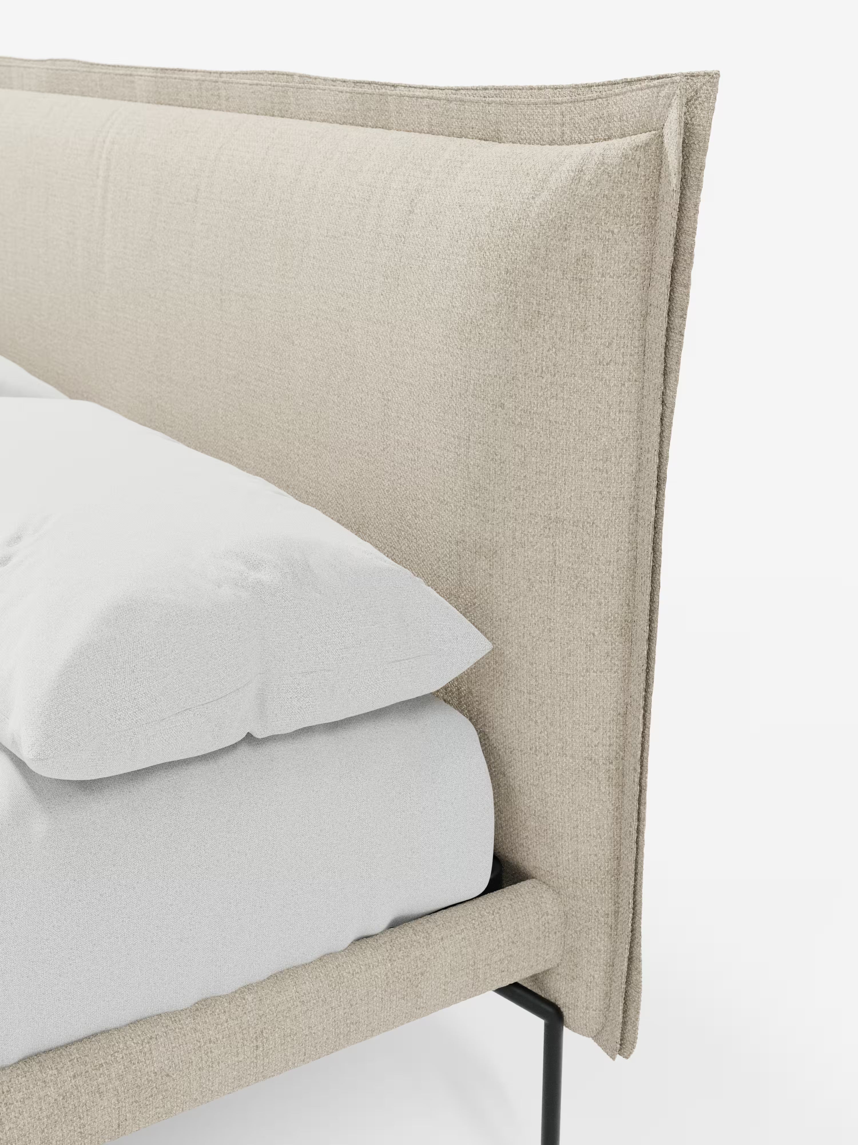 Eric Upholstered removable cover bed with steel legs in stain-resistant fabric