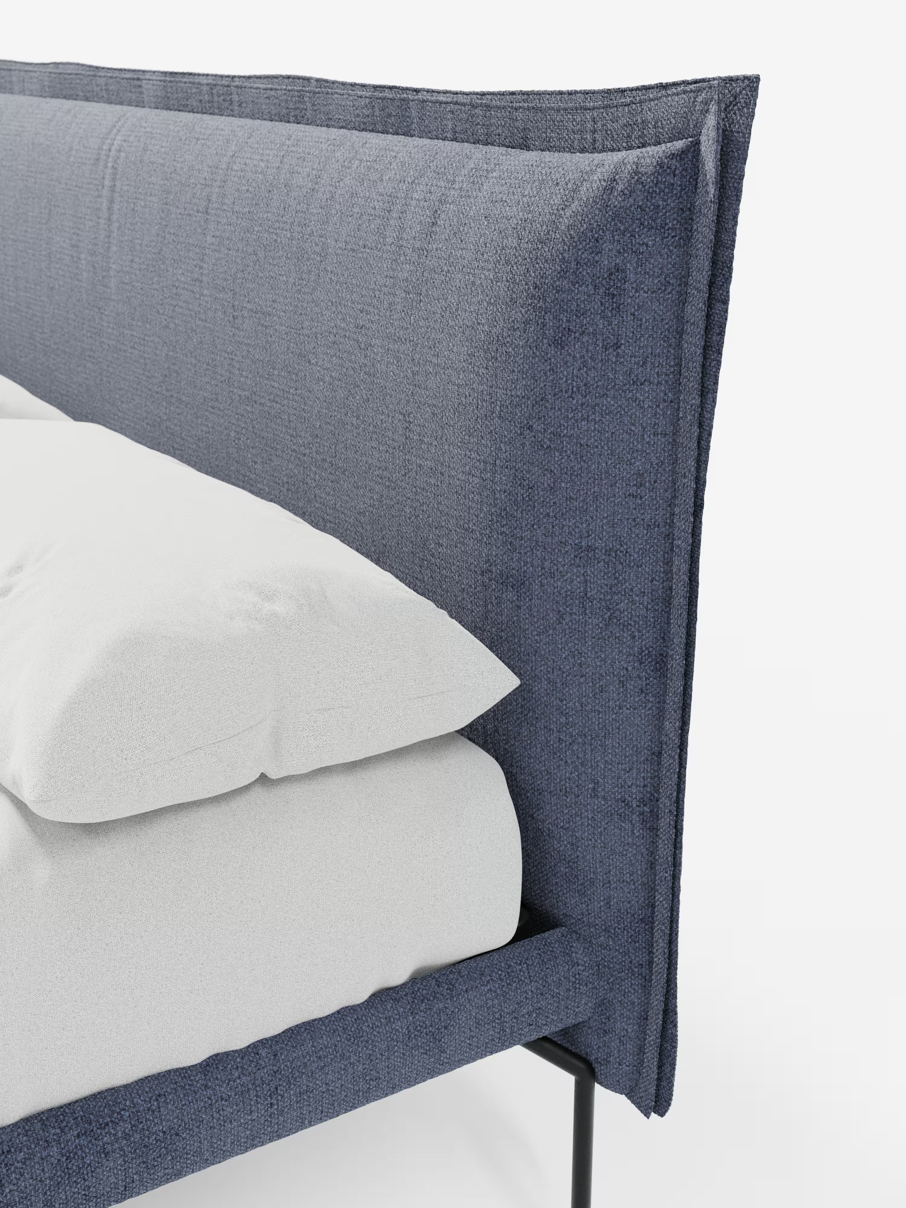 Eric Upholstered removable cover bed with steel legs in stain-resistant fabric