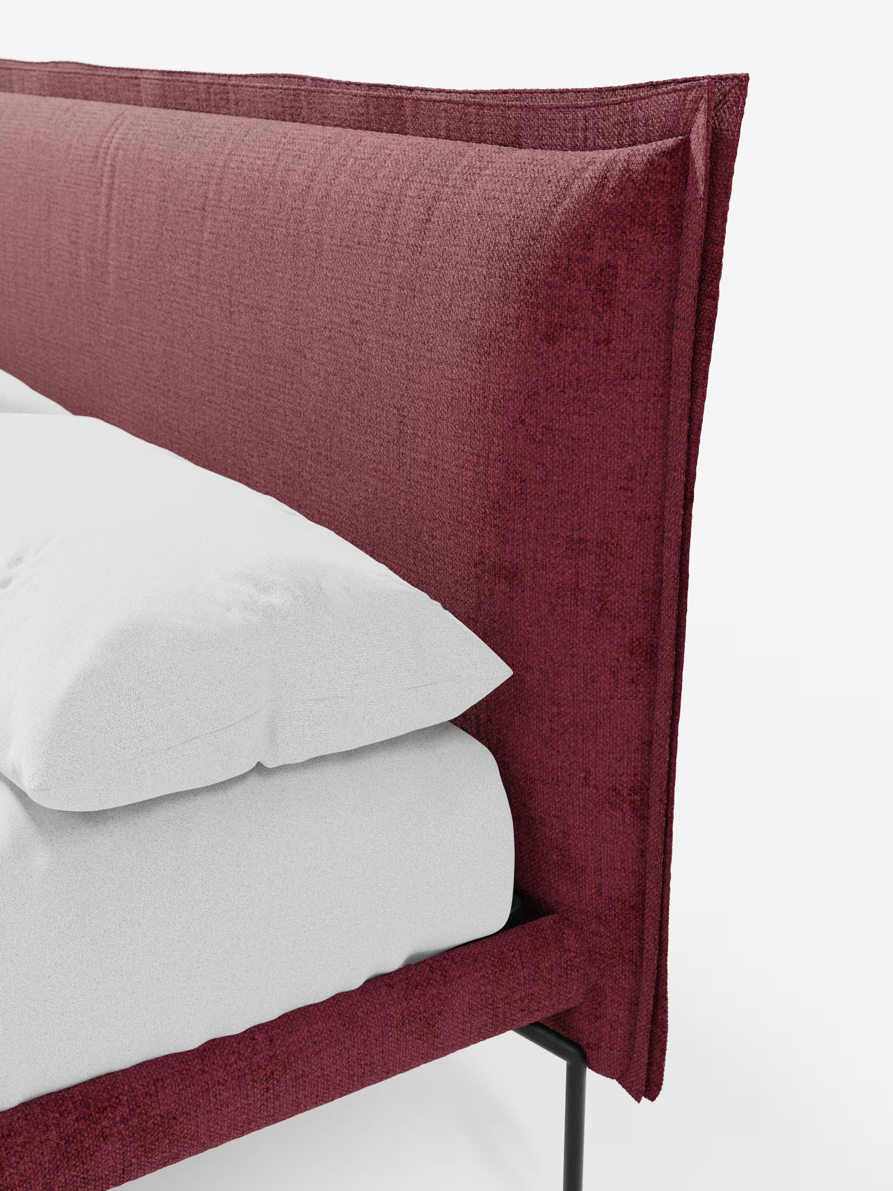 Eric Upholstered removable cover bed with steel legs in stain-resistant fabric