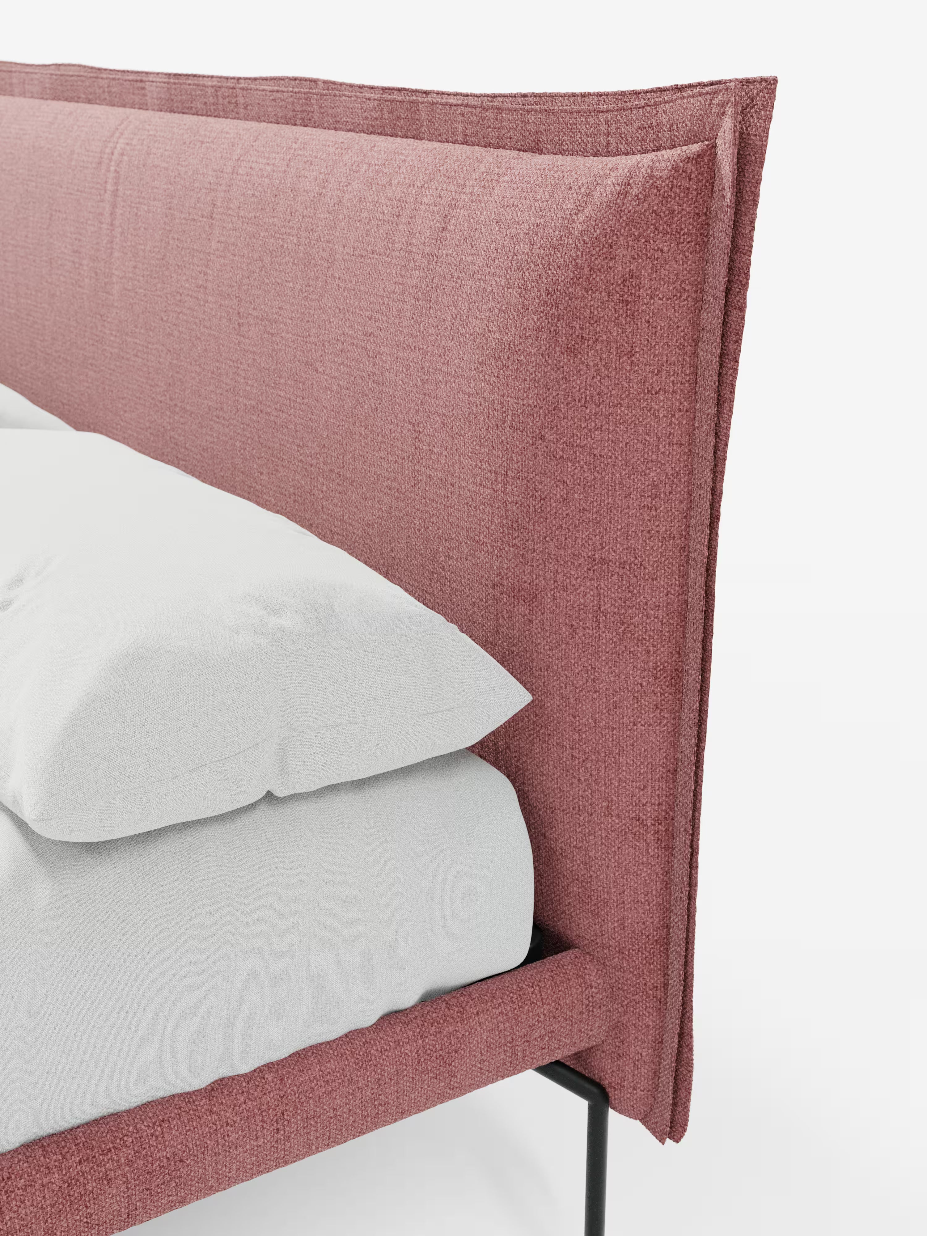 Eric Upholstered removable cover bed with steel legs in stain-resistant fabric