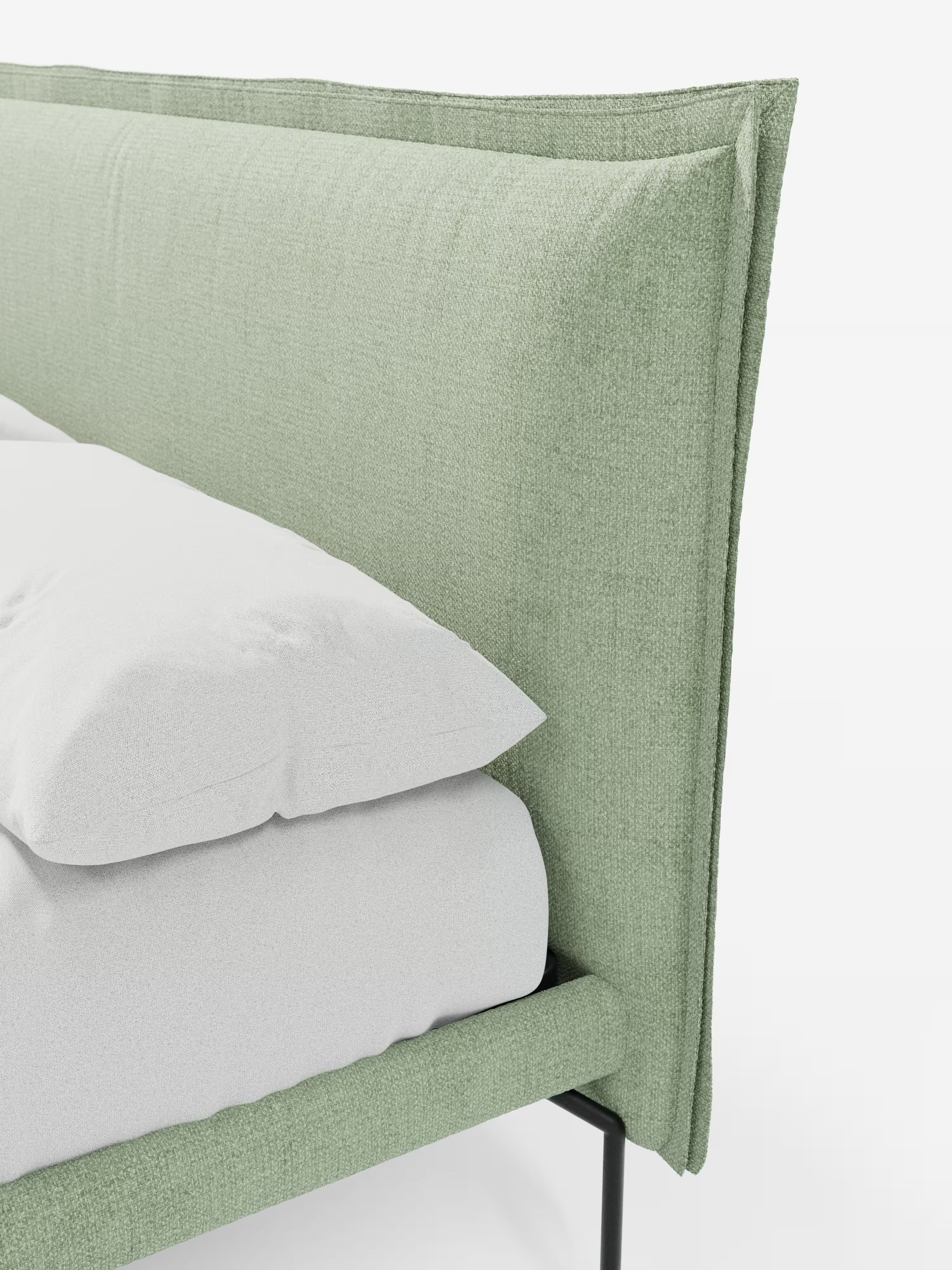Eric Upholstered removable cover bed with steel legs in stain-resistant fabric