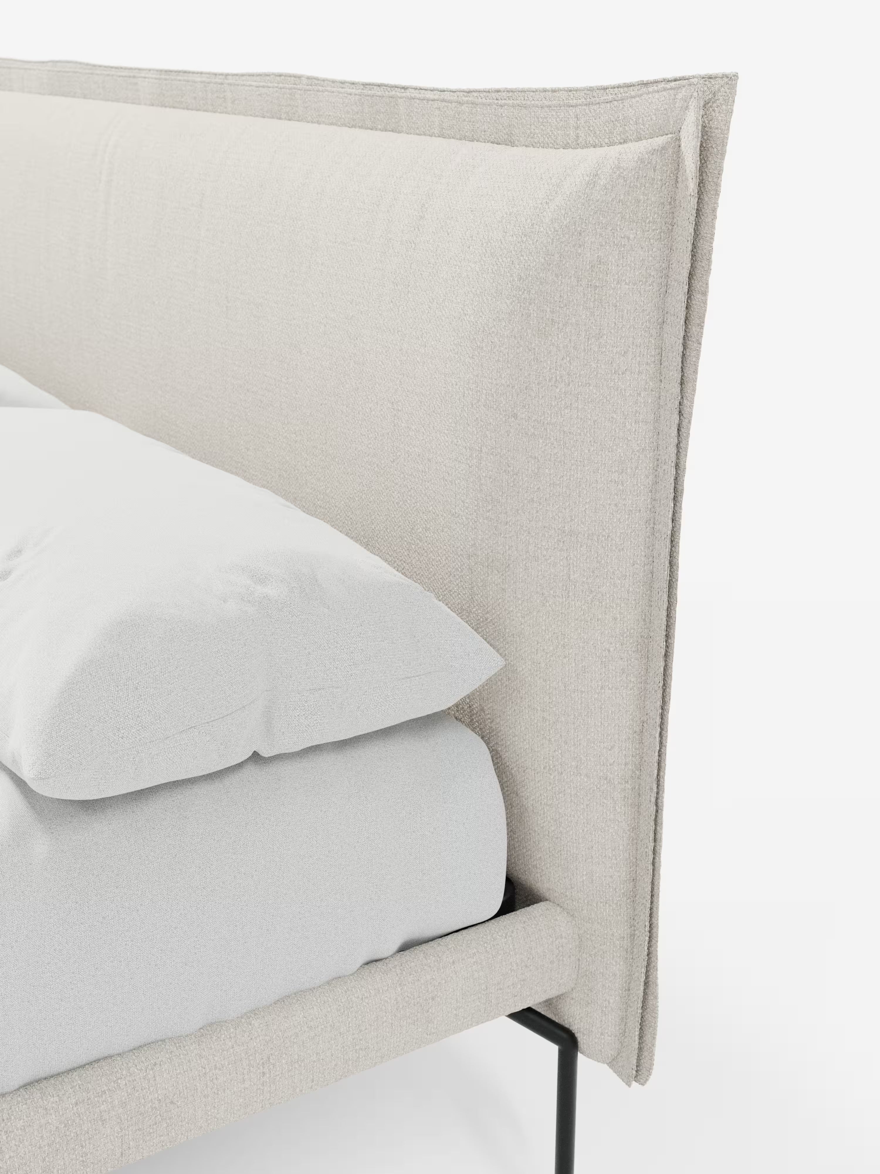 Eric Upholstered removable cover bed with steel legs in stain-resistant fabric