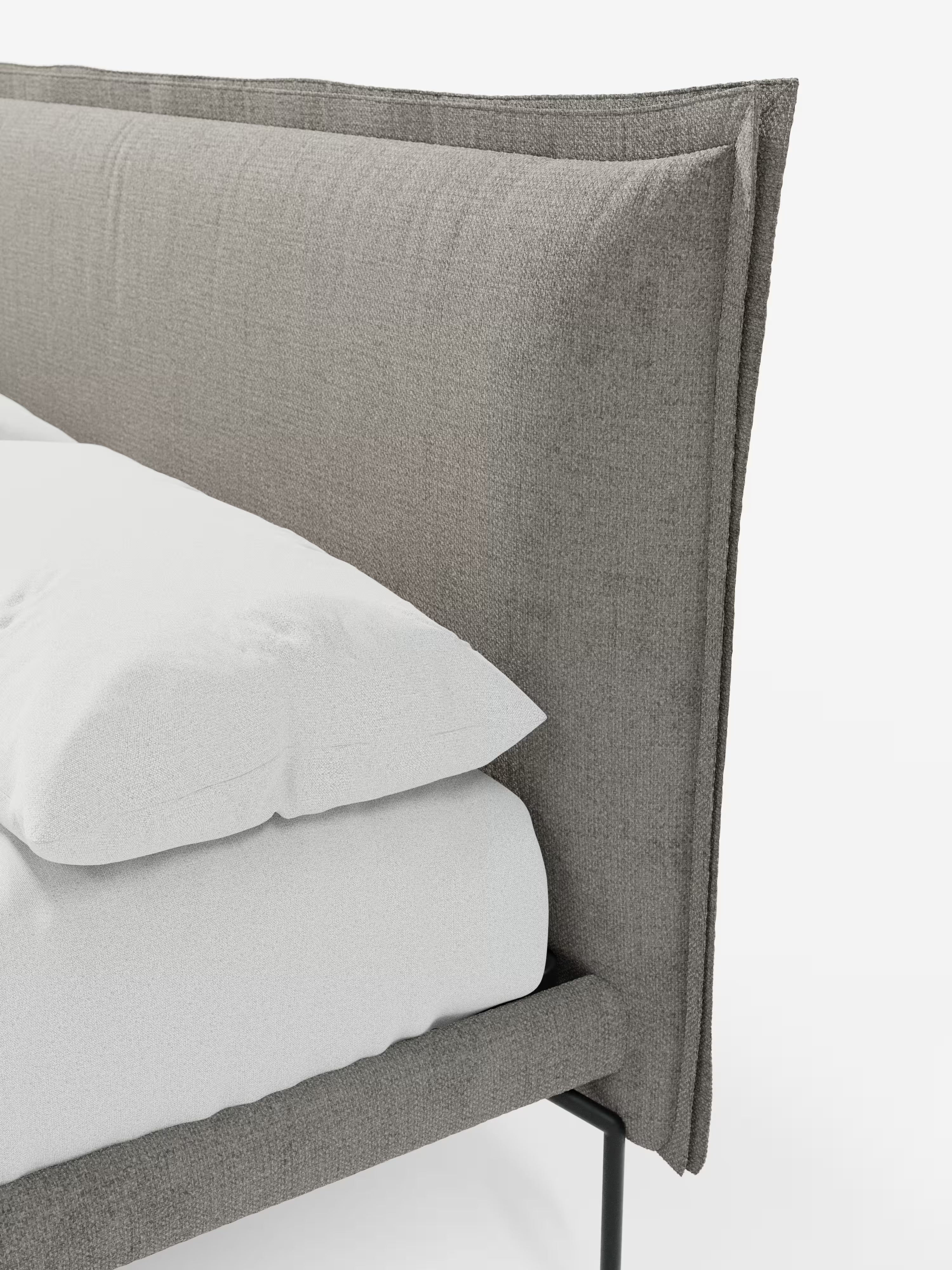 Eric Upholstered removable cover bed with steel legs in stain-resistant fabric