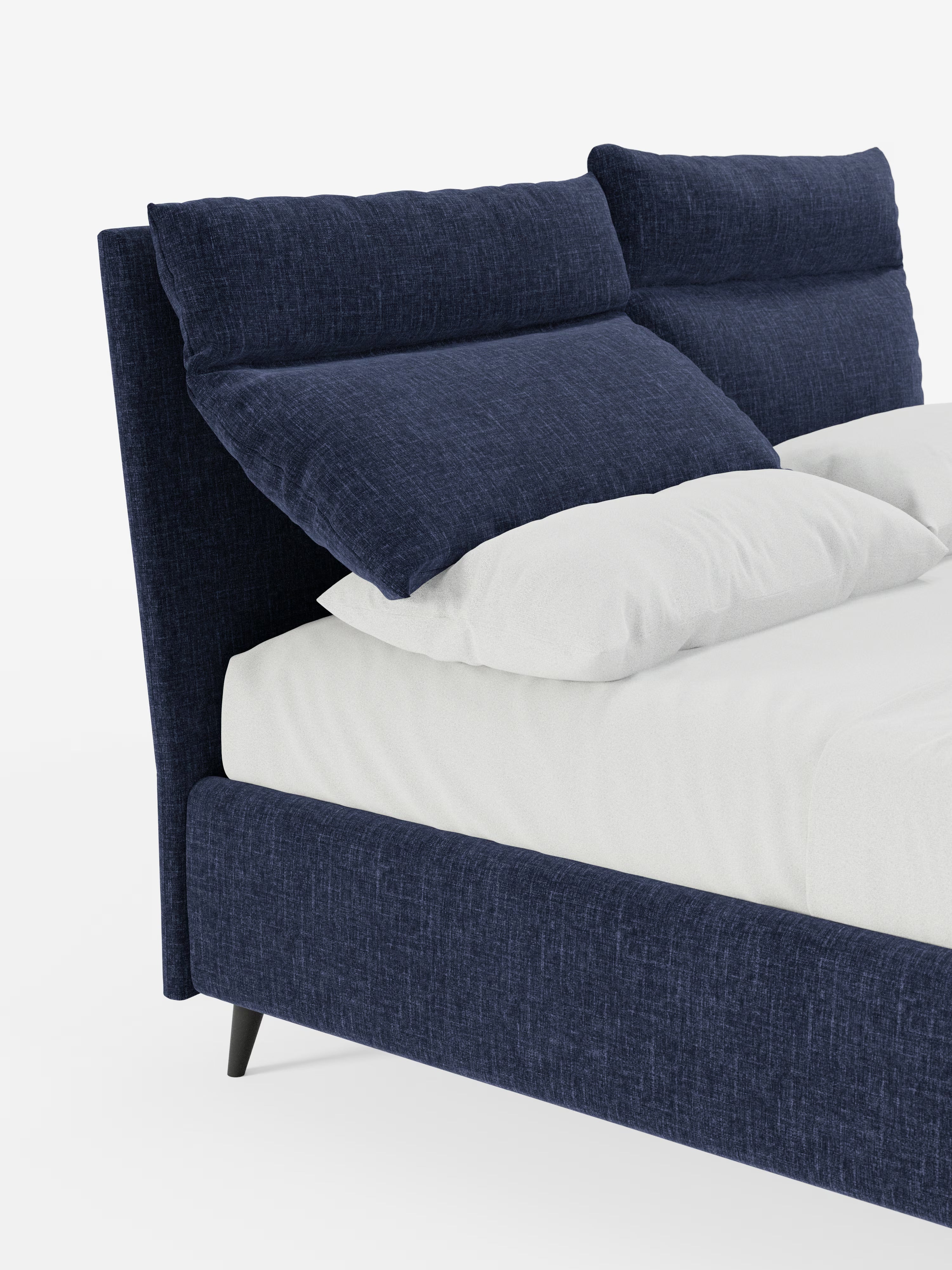 Jerry Upholstered storage bed with reclining cushions in stain-resistant chenille fabric Quick-Clean