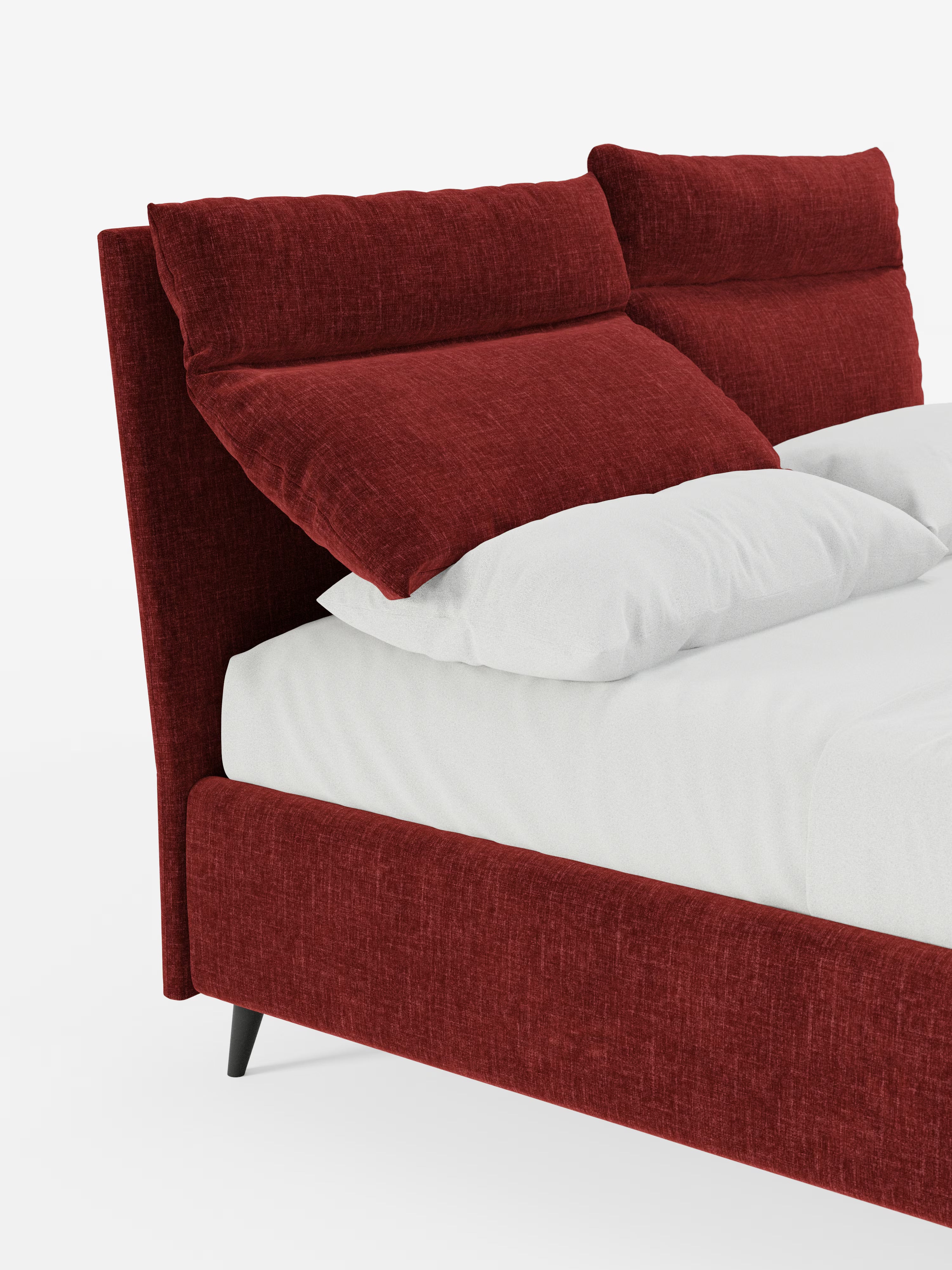 Jerry Upholstered storage bed with reclining cushions in stain-resistant chenille fabric Quick-Clean