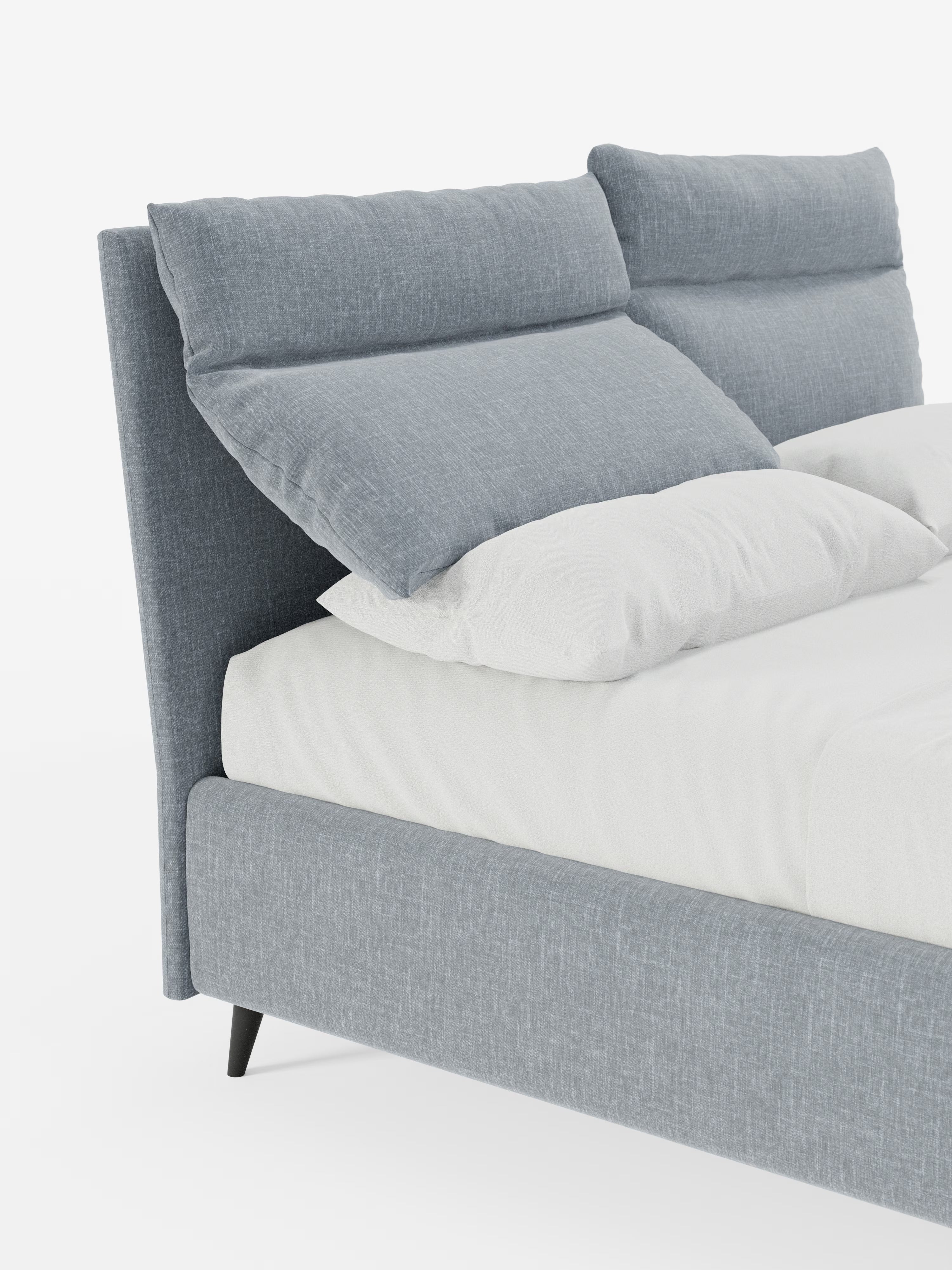 Jerry Upholstered storage bed with reclining cushions in stain-resistant chenille fabric Quick-Clean