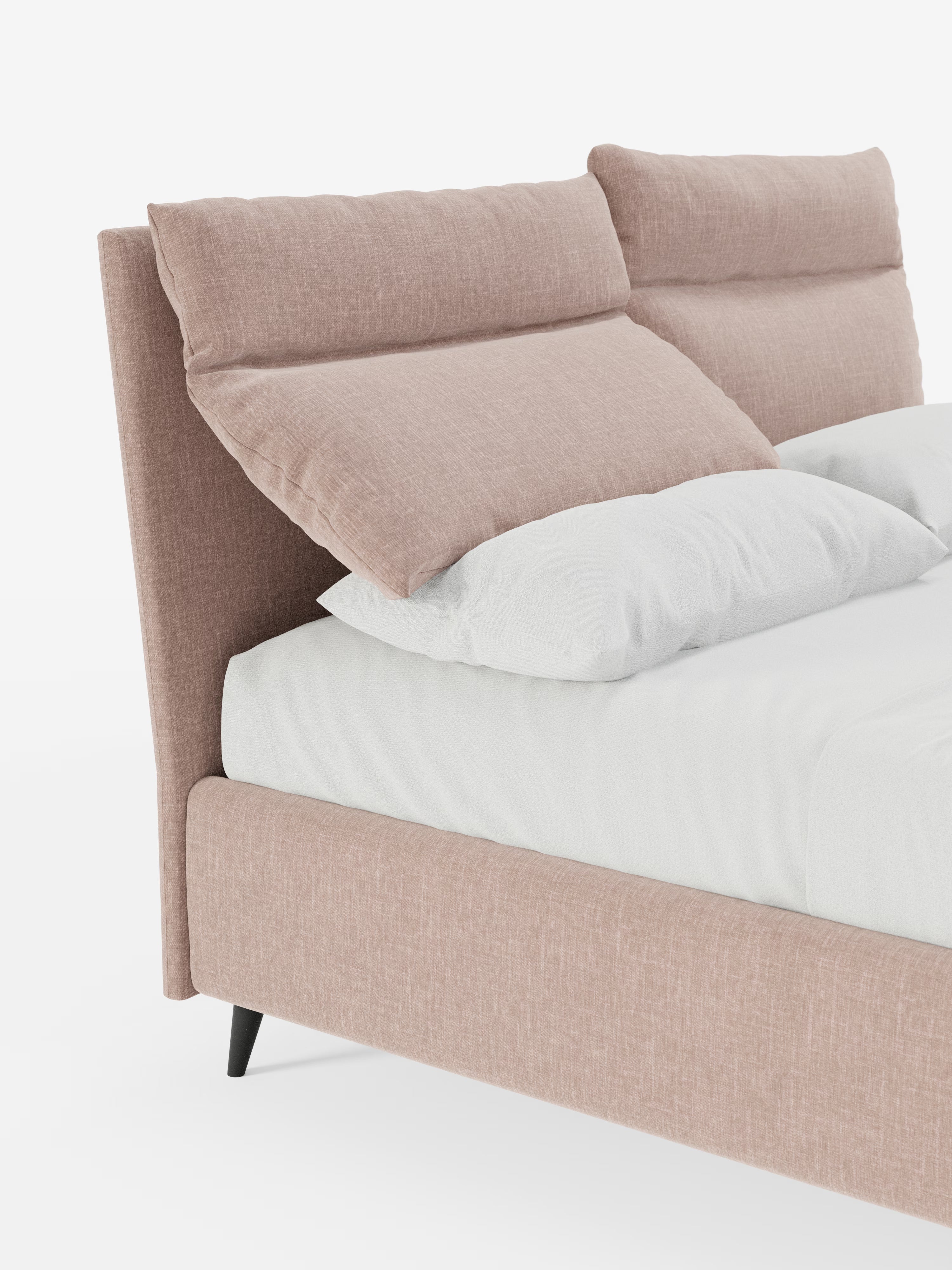 Jerry Upholstered storage bed with reclining cushions in stain-resistant chenille fabric Quick-Clean