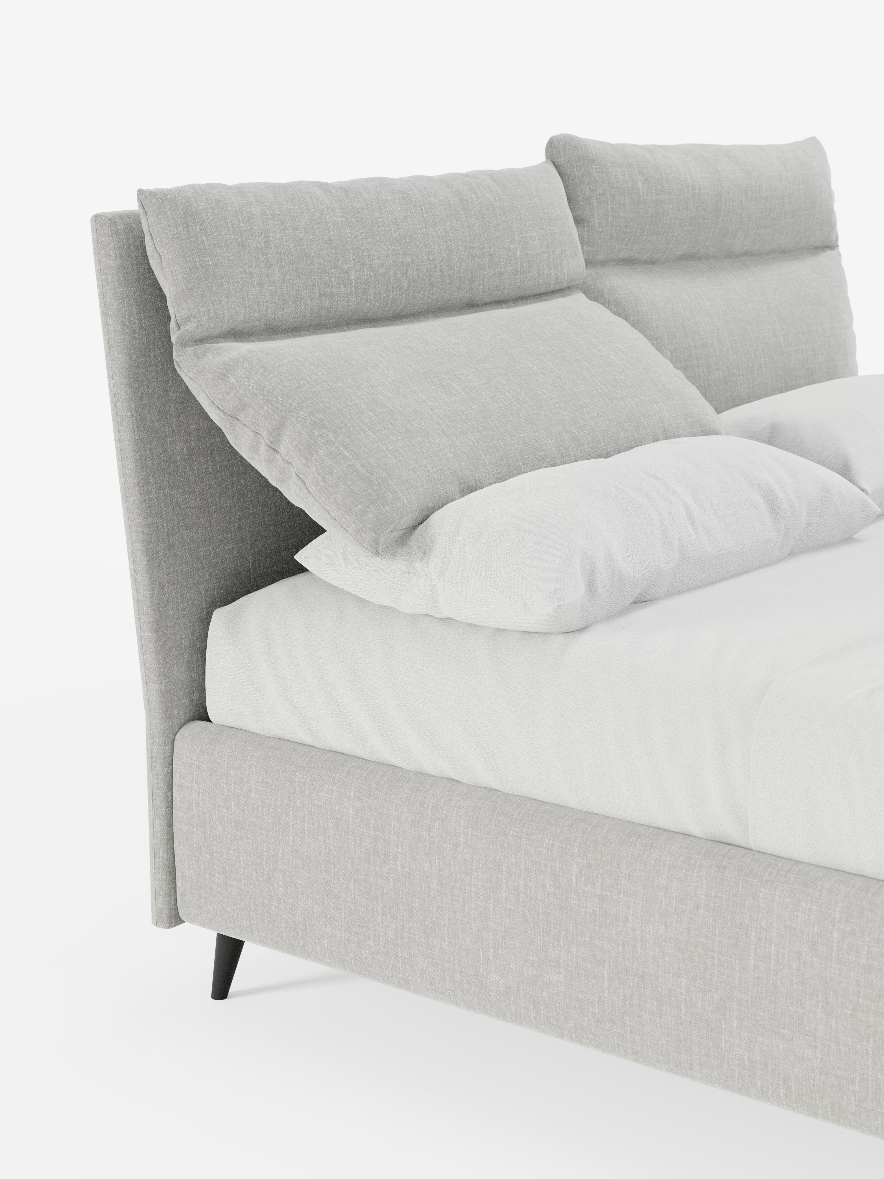 Jerry Upholstered storage bed with reclining cushions in stain-resistant chenille fabric Quick-Clean