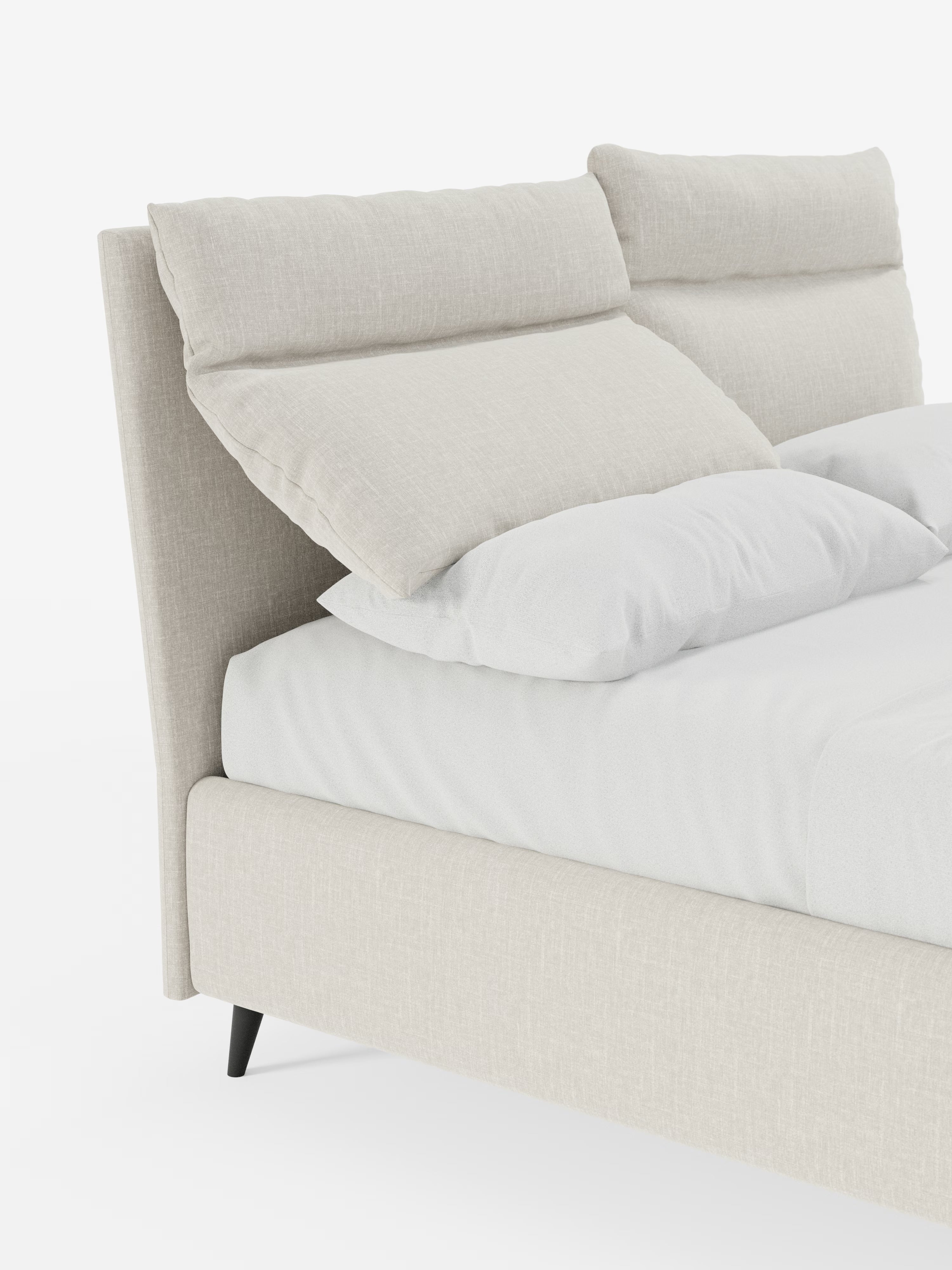 Jerry Upholstered storage bed with reclining cushions in stain-resistant chenille fabric Quick-Clean