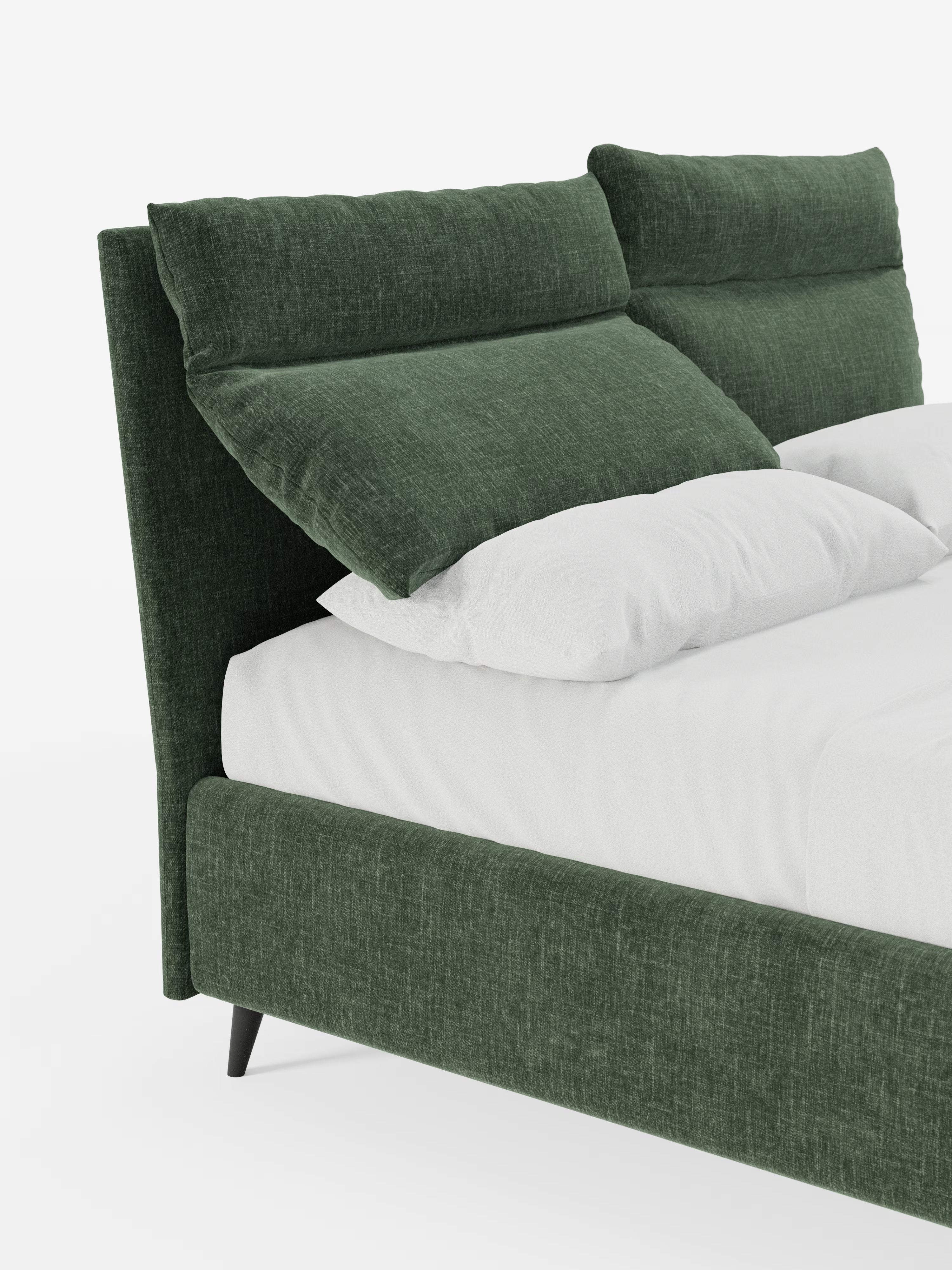 Jerry Upholstered storage bed with reclining cushions in stain-resistant chenille fabric Quick-Clean