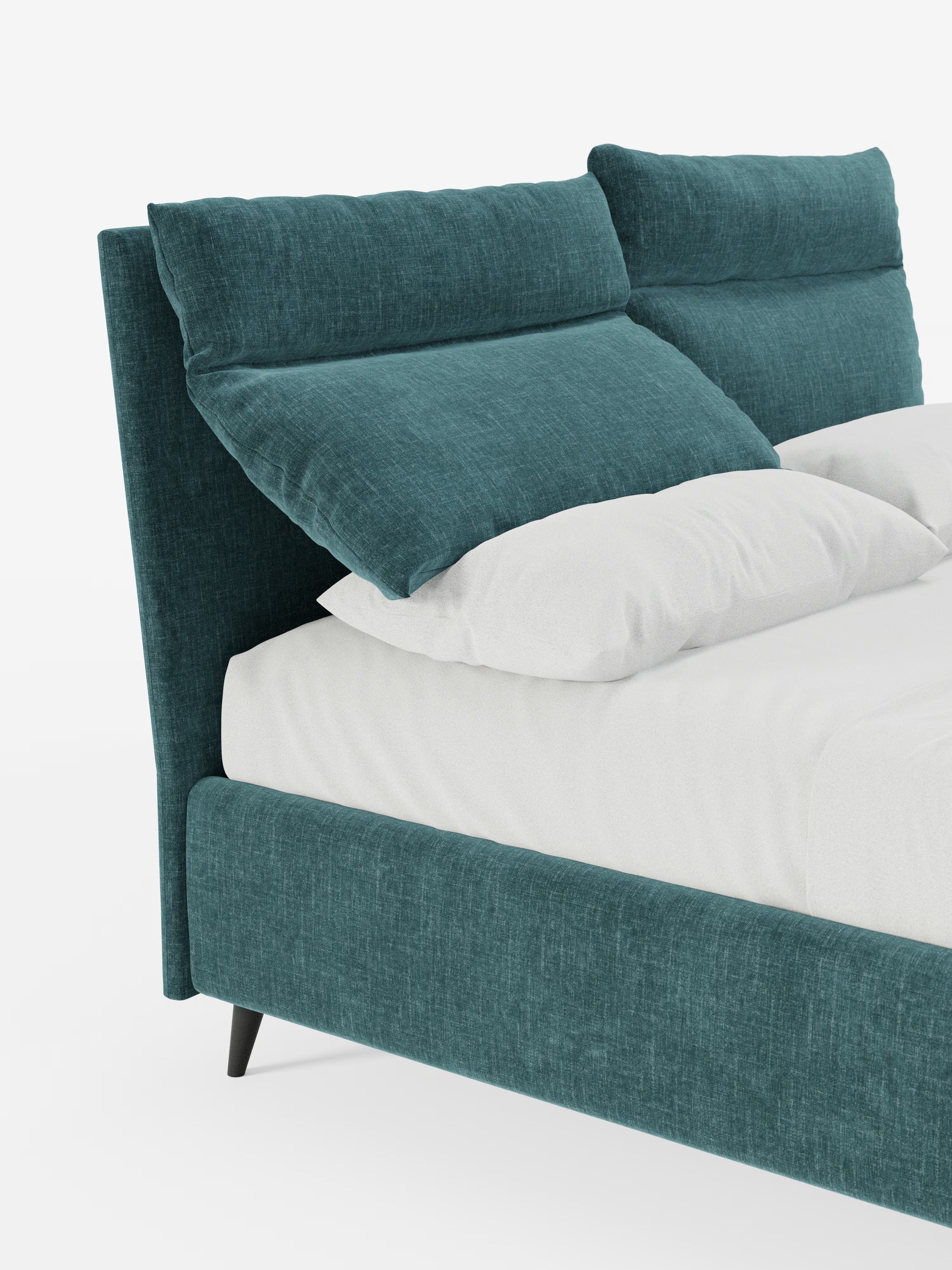 Jerry Upholstered storage bed with reclining cushions in stain-resistant chenille fabric Quick-Clean
