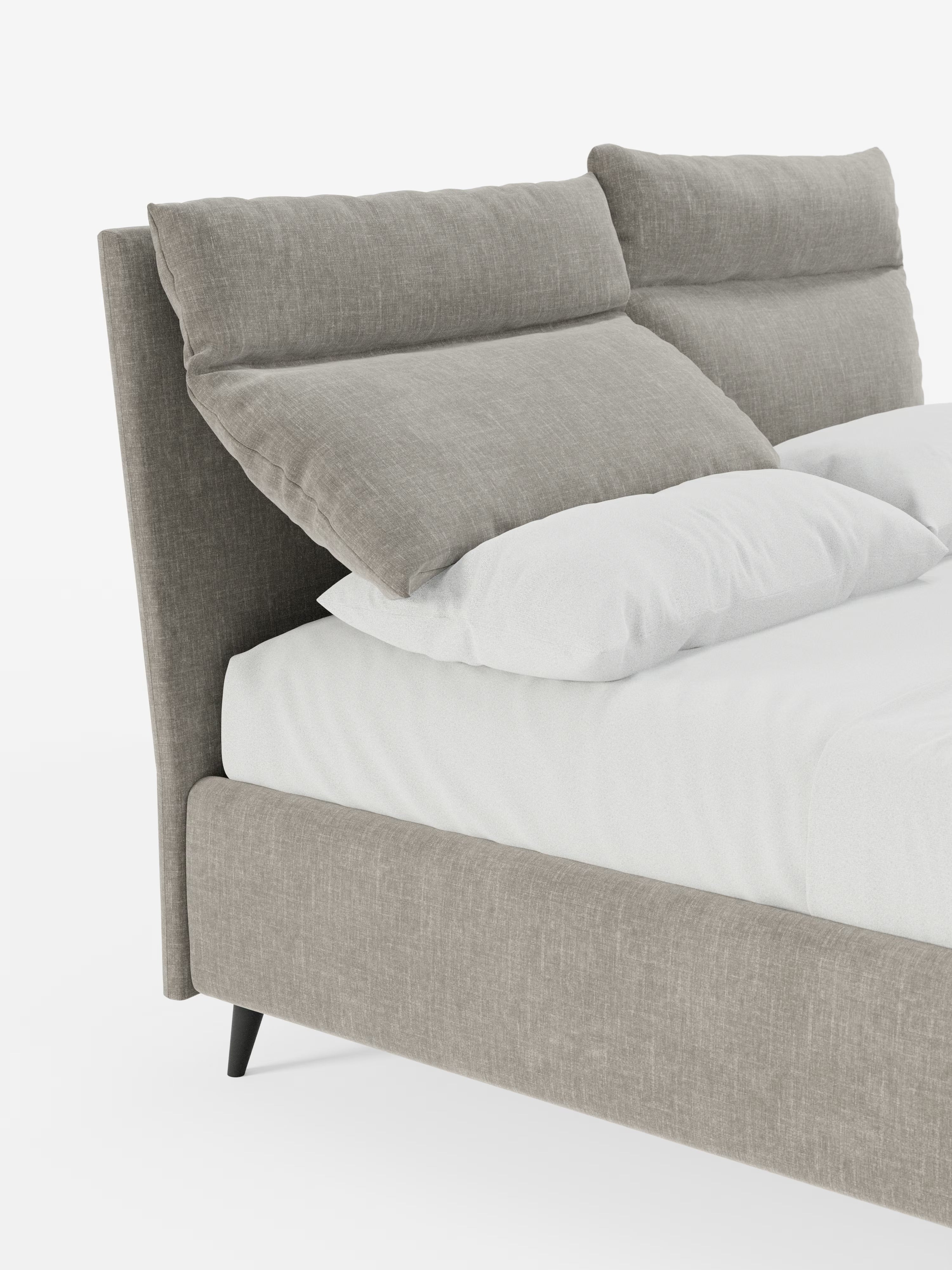 Jerry Upholstered storage bed with reclining cushions in stain-resistant chenille fabric Quick-Clean