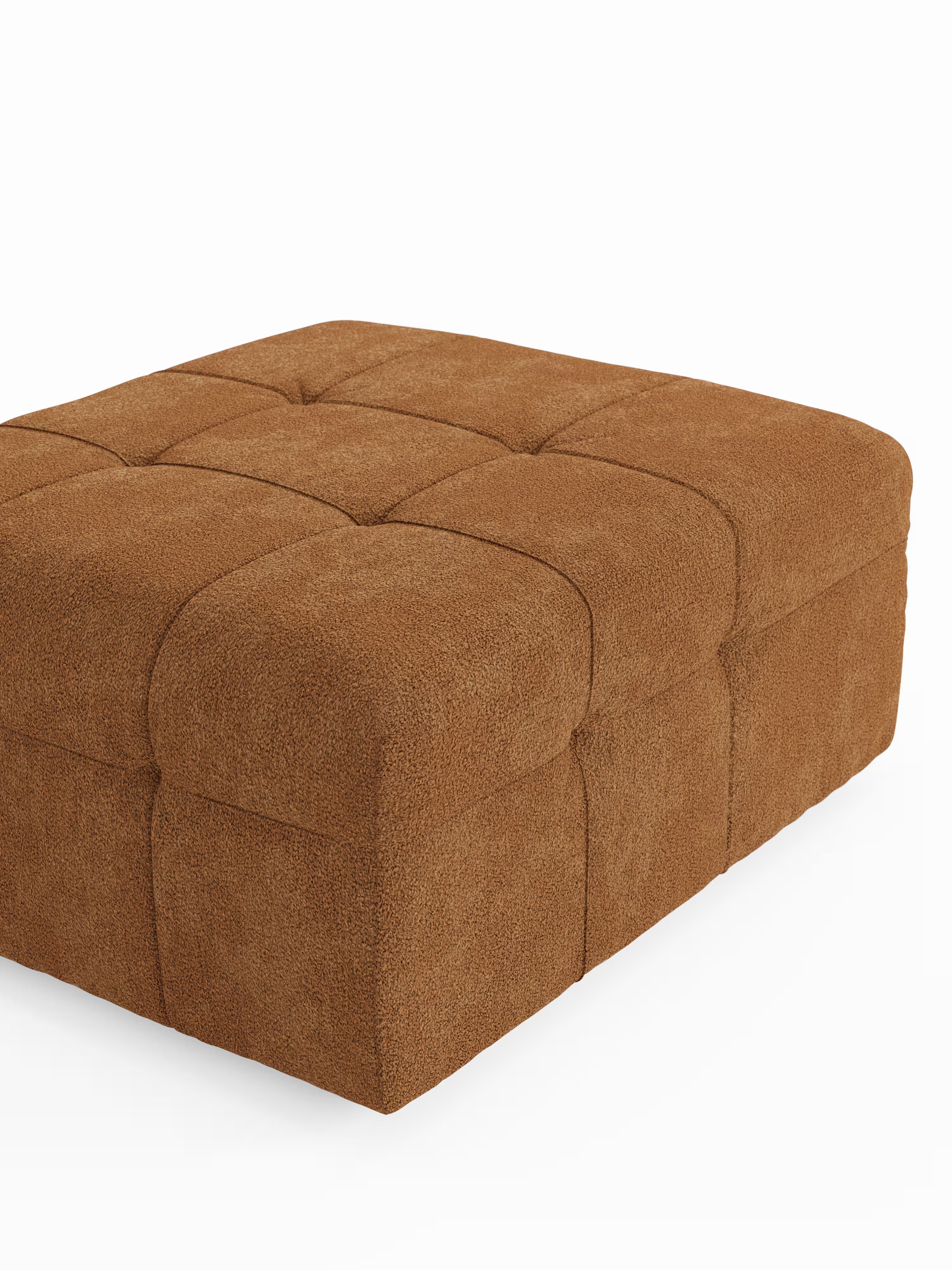 Mosaic puf moderno modular en tela bouclé antimanchas – capitoné y modular