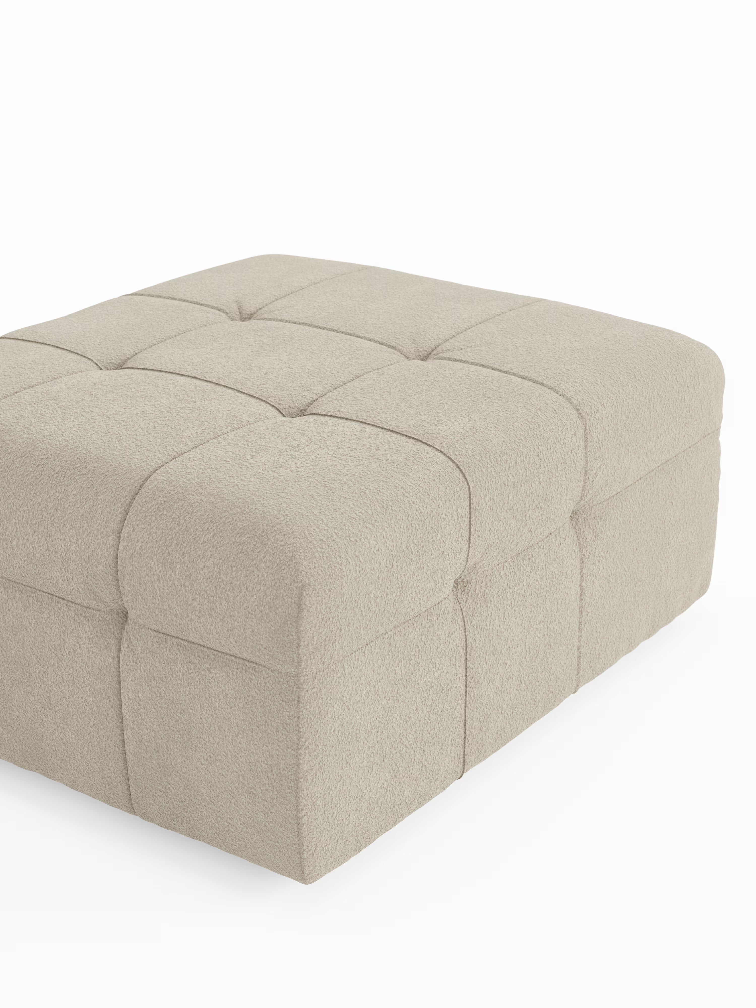 Mosaic puf moderno modular en tela bouclé antimanchas – capitoné y modular