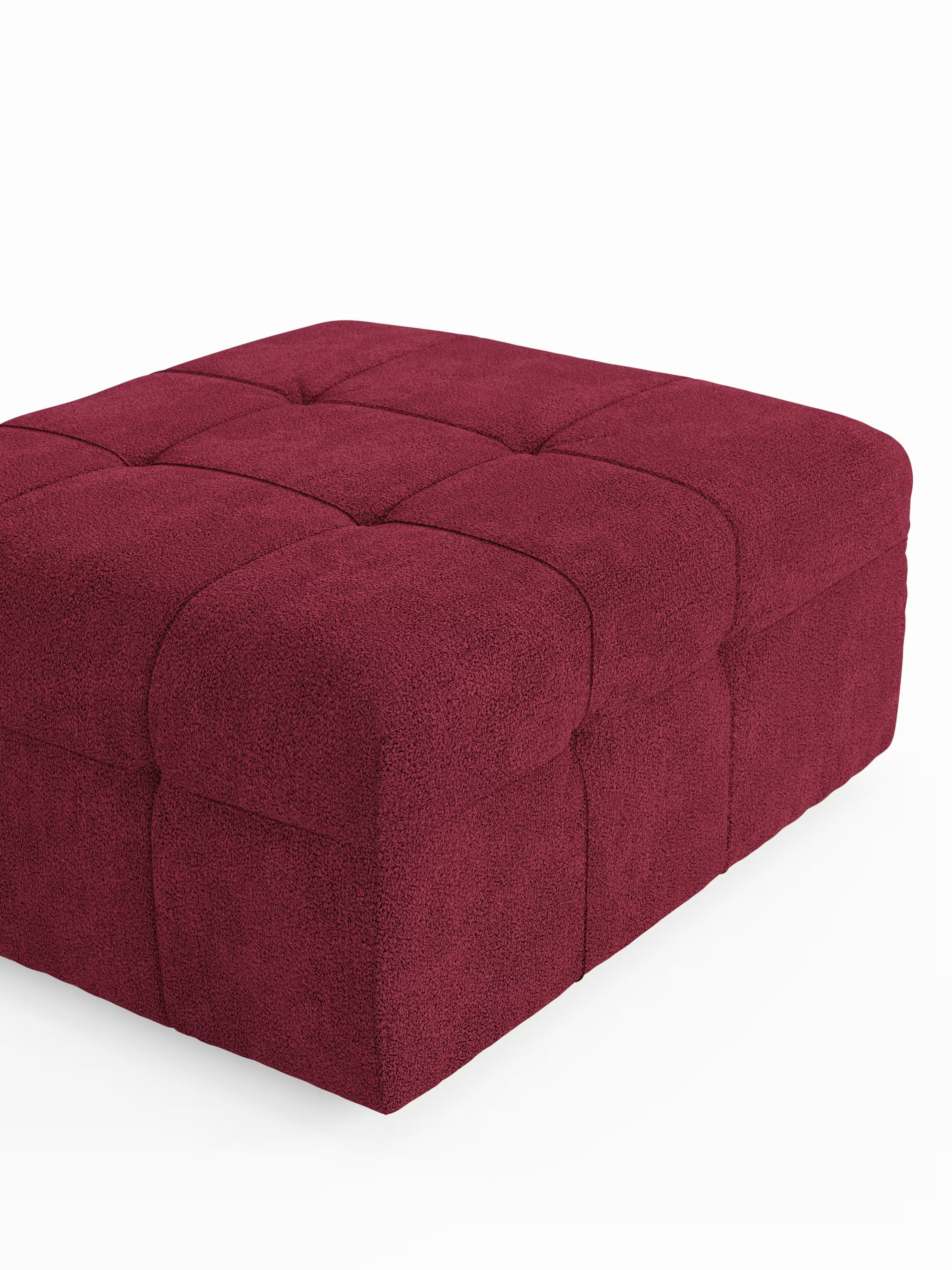 Mosaic puf moderno modular en tela bouclé antimanchas – capitoné y modular