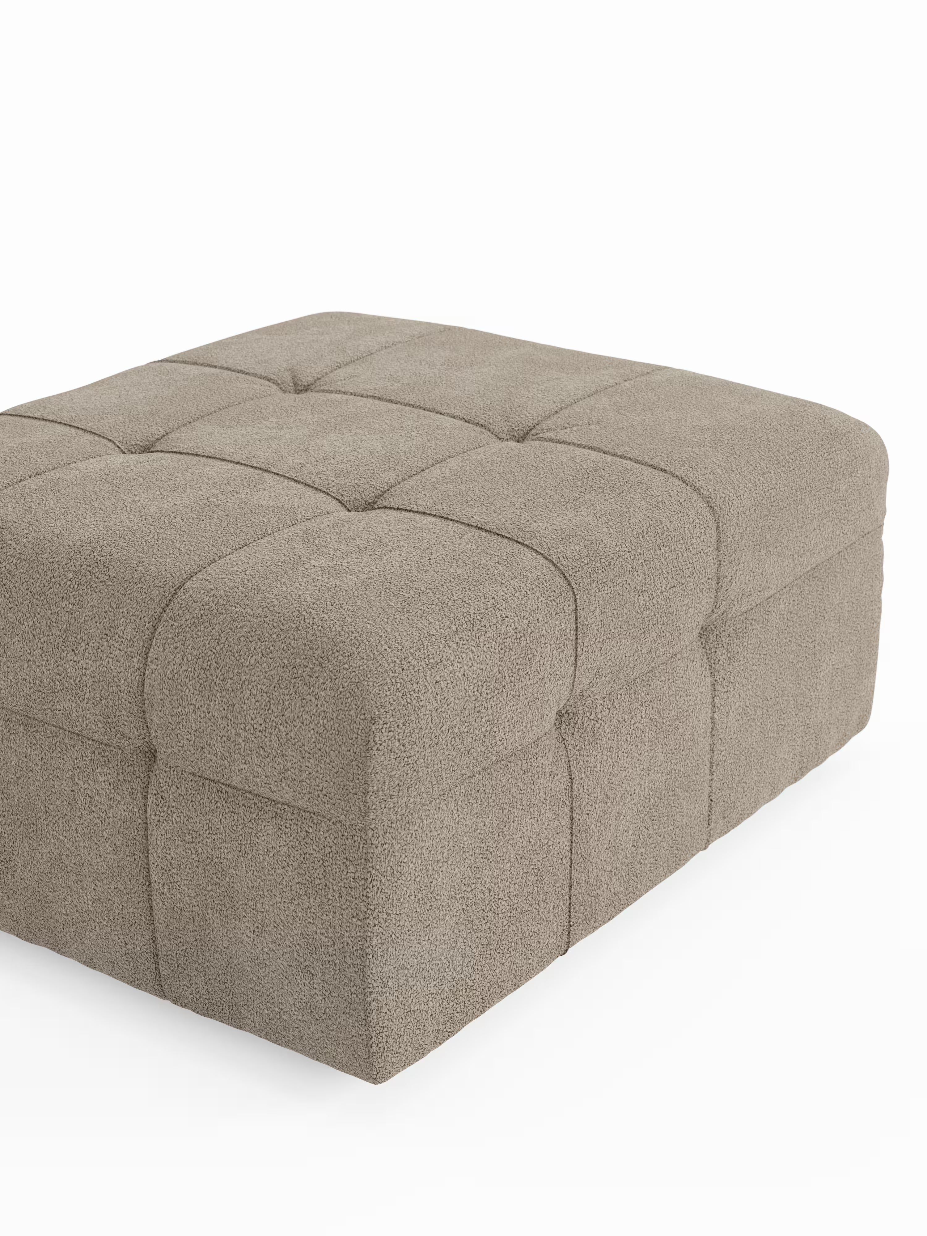 Mosaic puf moderno modular en tela bouclé antimanchas – capitoné y modular