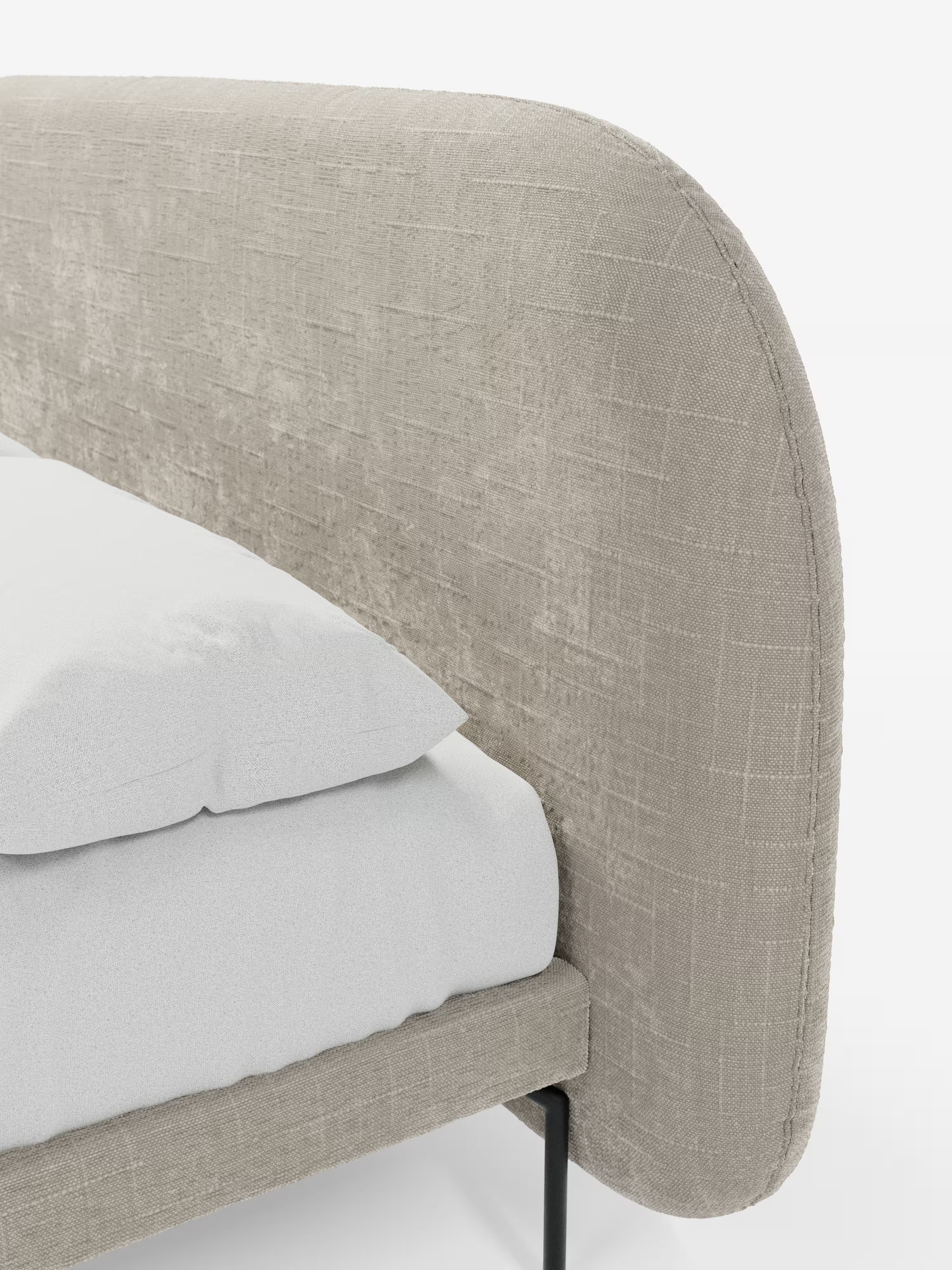 Soleil Cama acolchada de diseño con patas de metal y tejido jacquard antimanchas