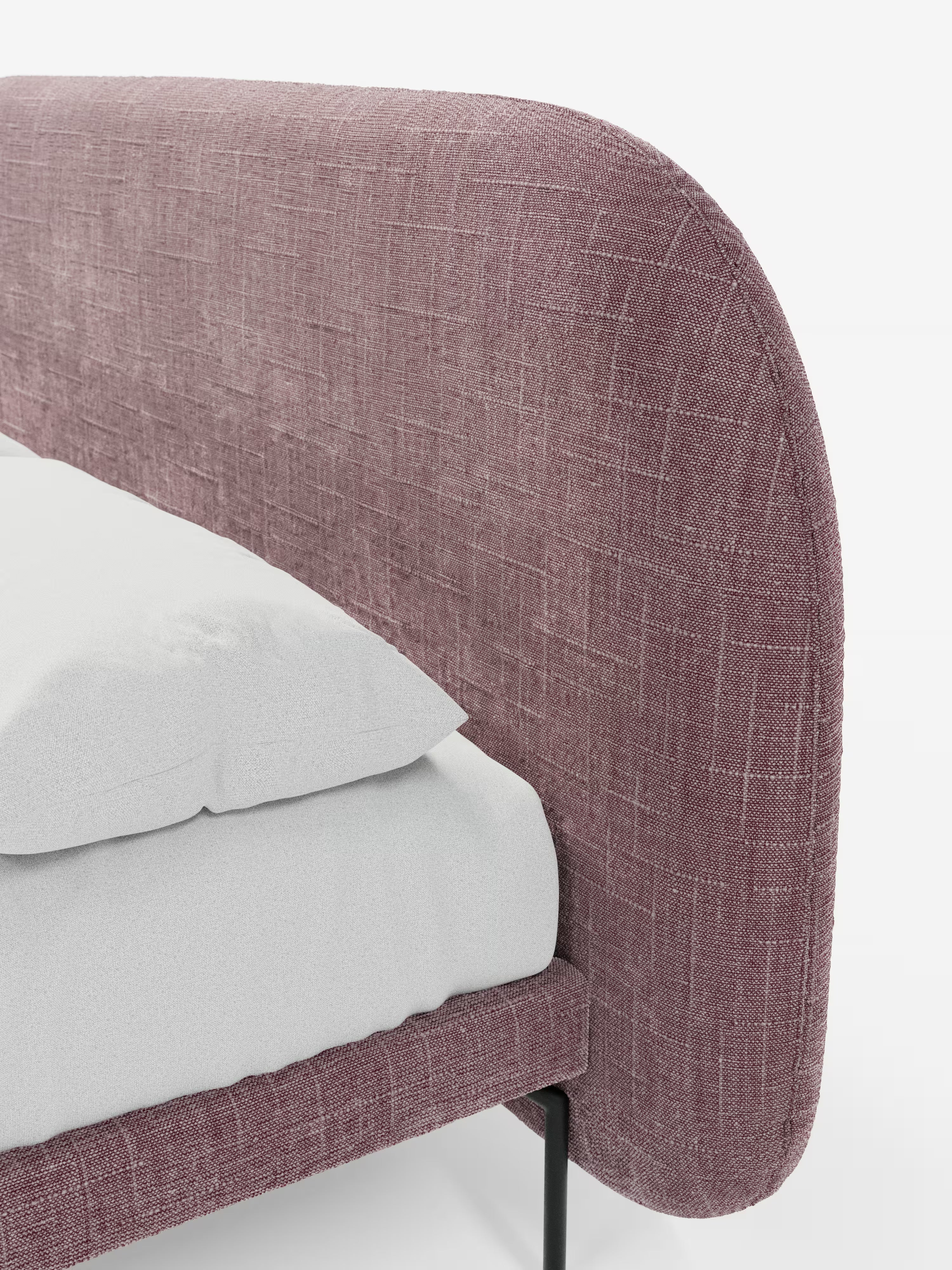 Soleil Cama acolchada de diseño con patas de metal y tejido jacquard antimanchas