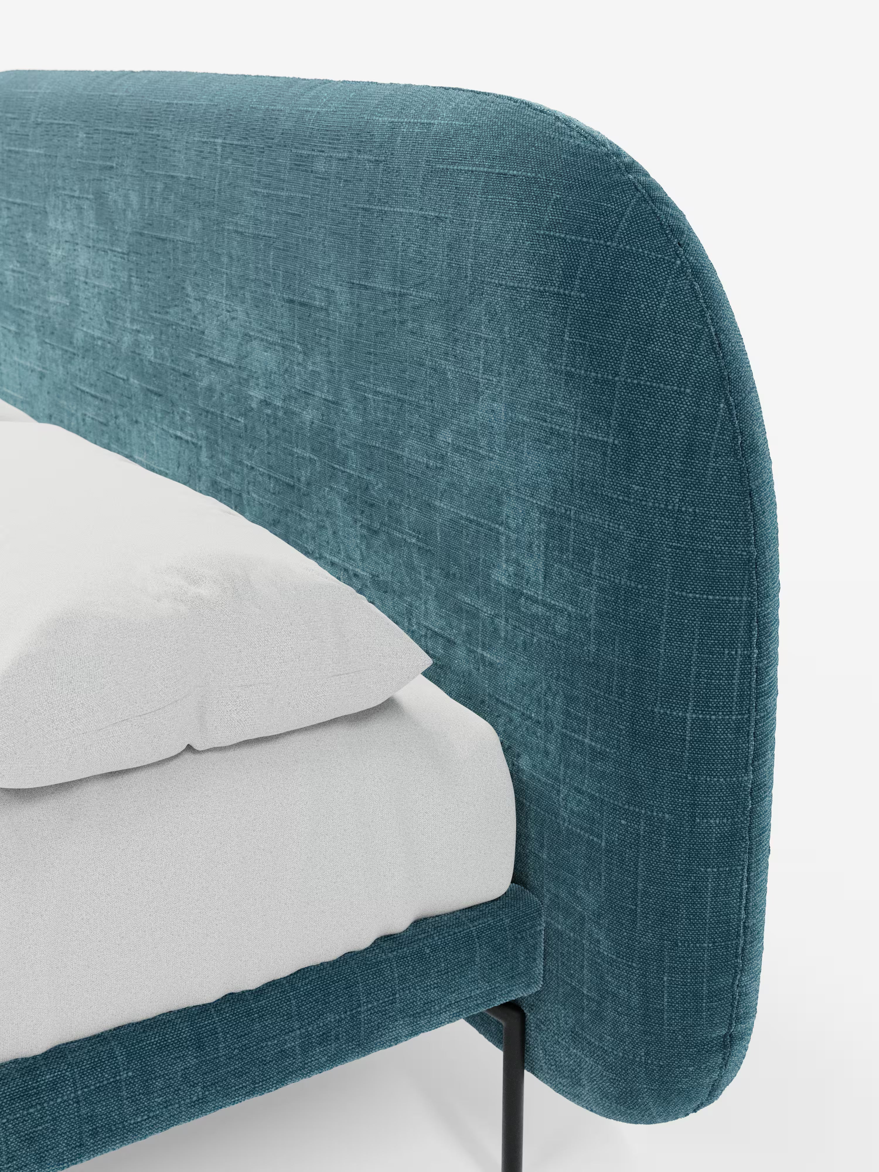 Soleil Cama acolchada de diseño con patas de metal y tejido jacquard antimanchas