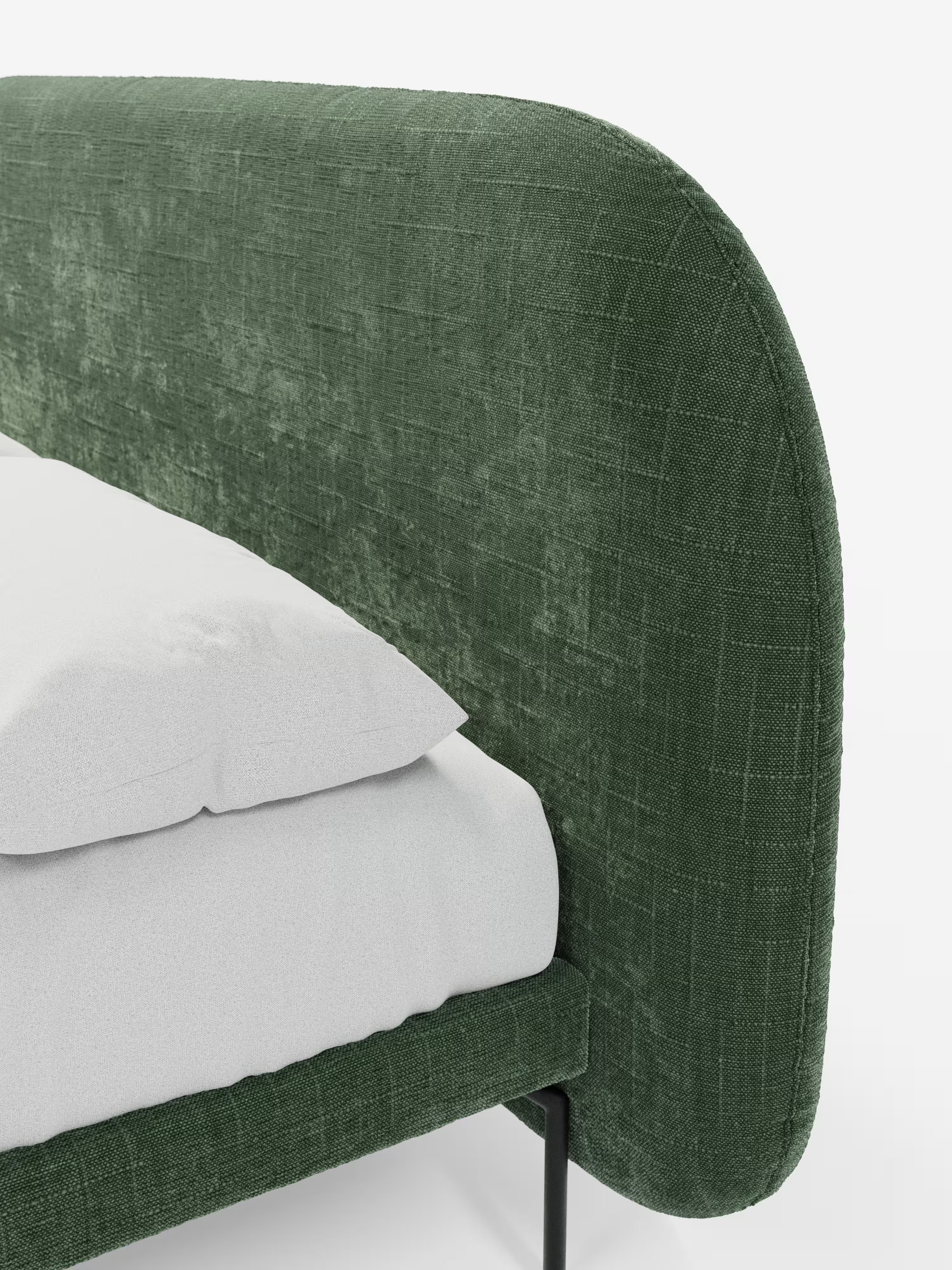 Soleil Cama acolchada de diseño con patas de metal y tejido jacquard antimanchas