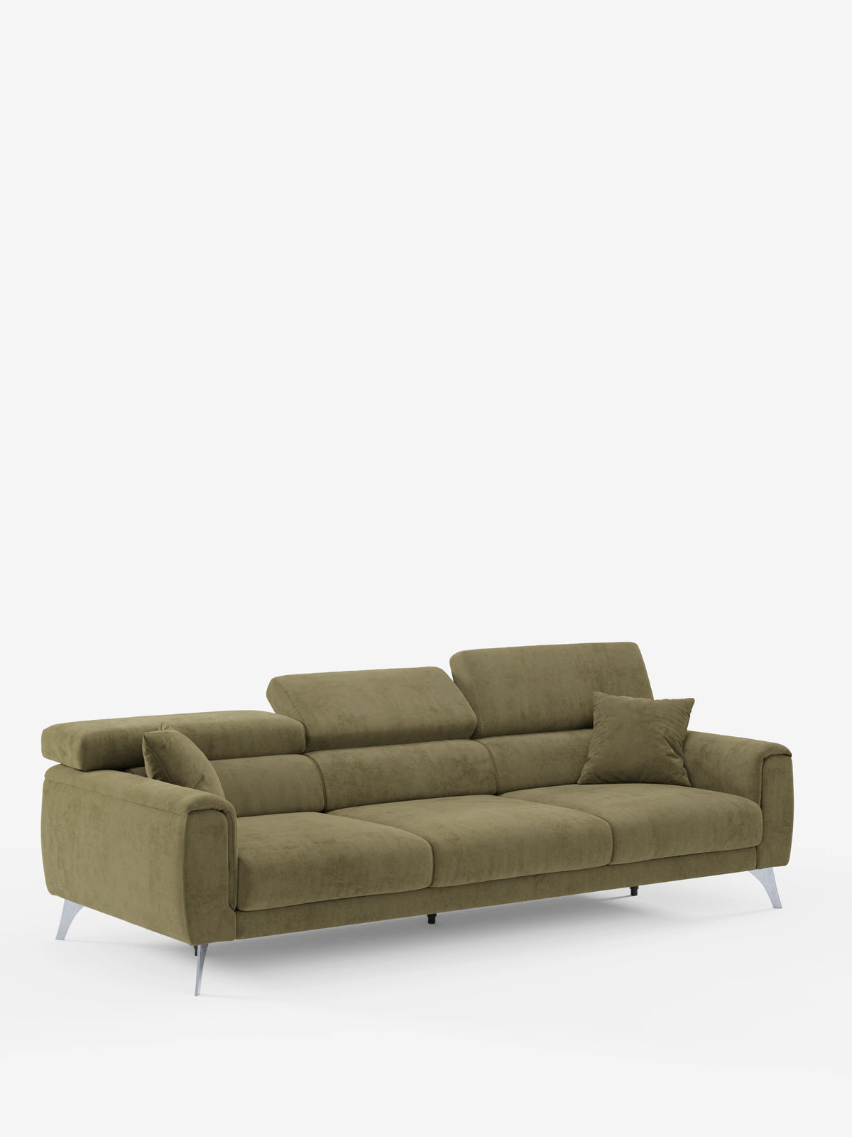 Caravaggio Sofa für 4 Personen mit drei ausziehbaren Sitzen und verstellbaren Kopfstützen aus fleckenabweisendem Stoff