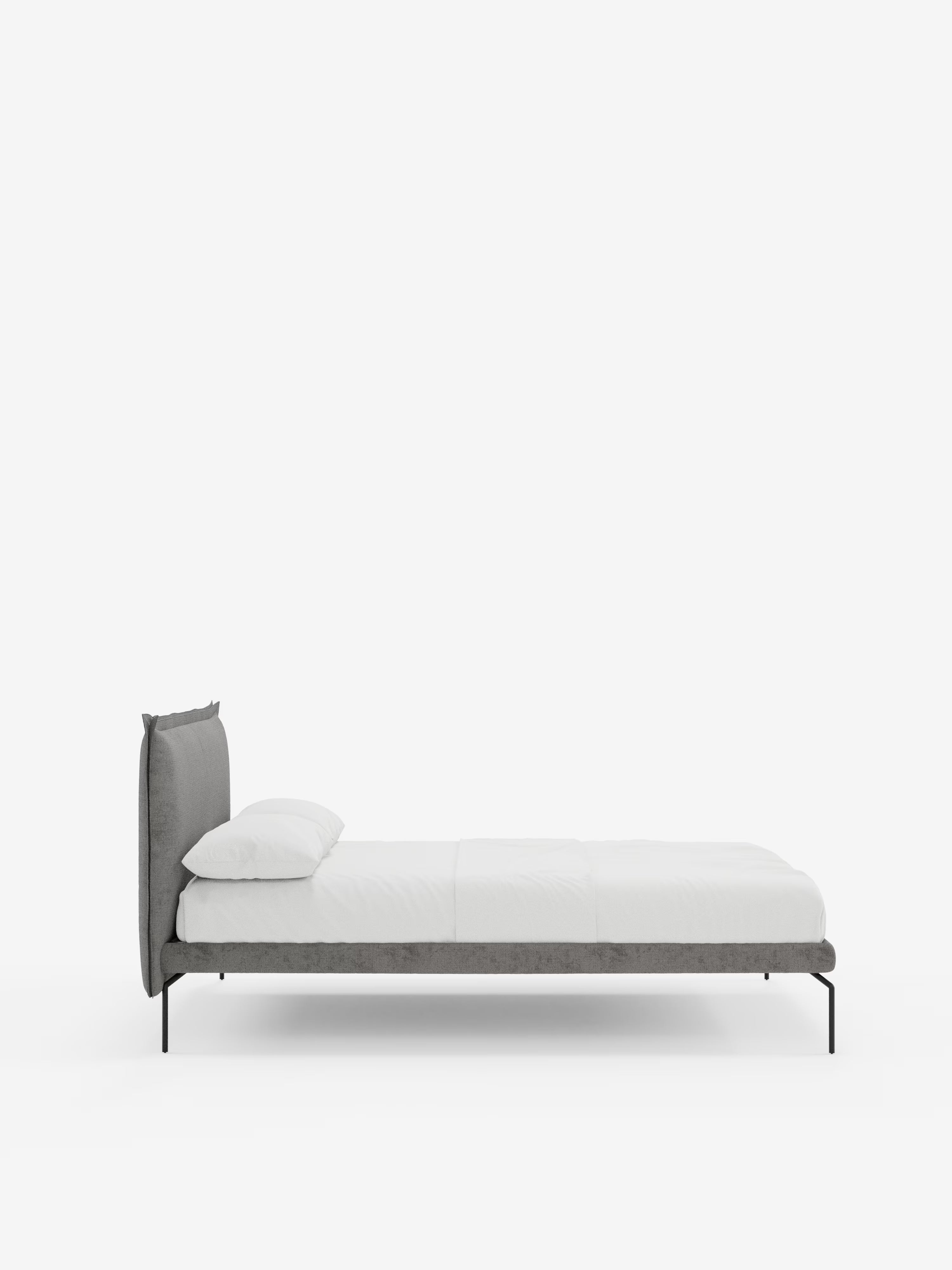Eric Upholstered removable cover bed with steel legs in stain-resistant fabric
