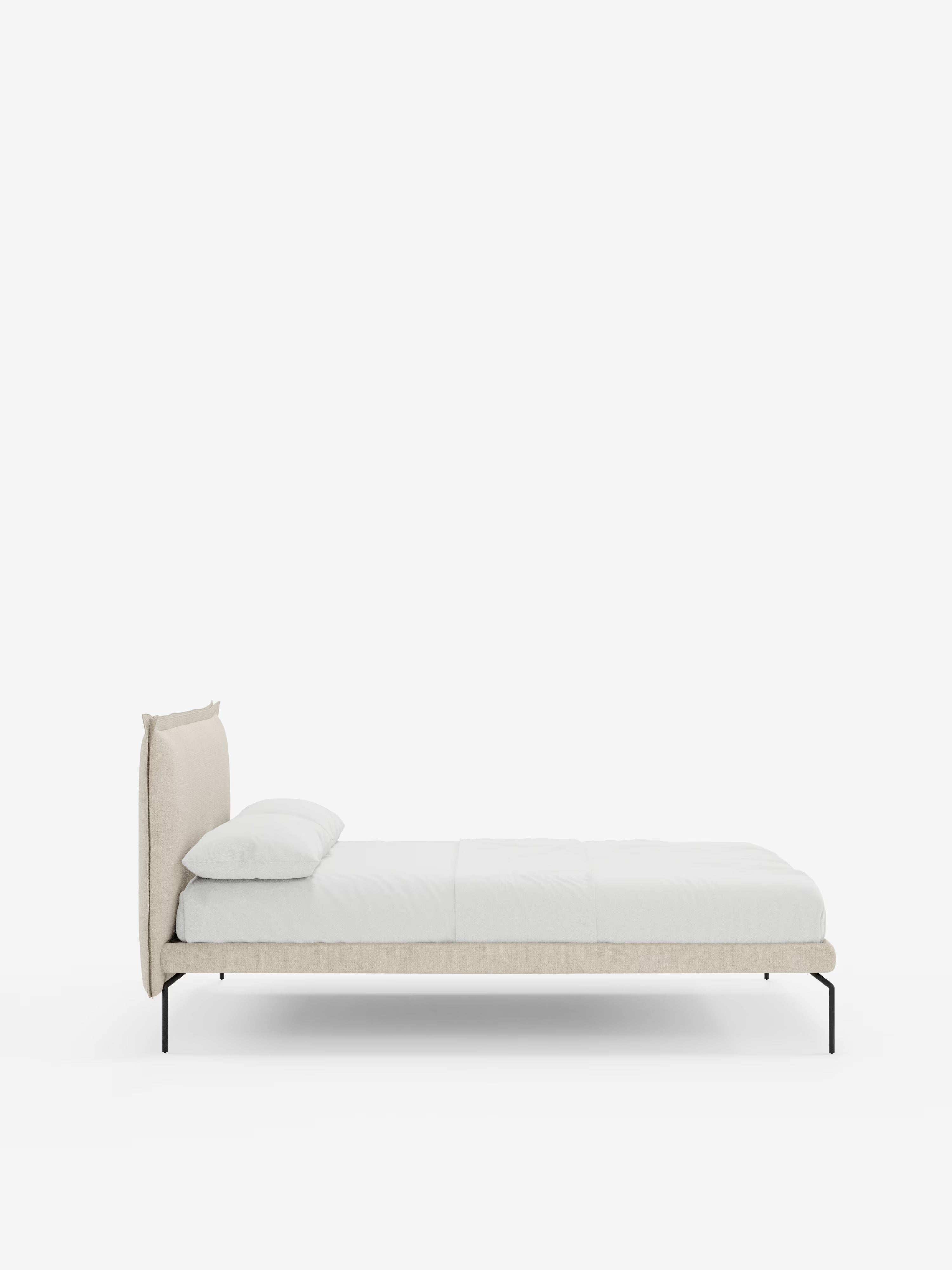 Eric Upholstered removable cover bed with steel legs in stain-resistant fabric