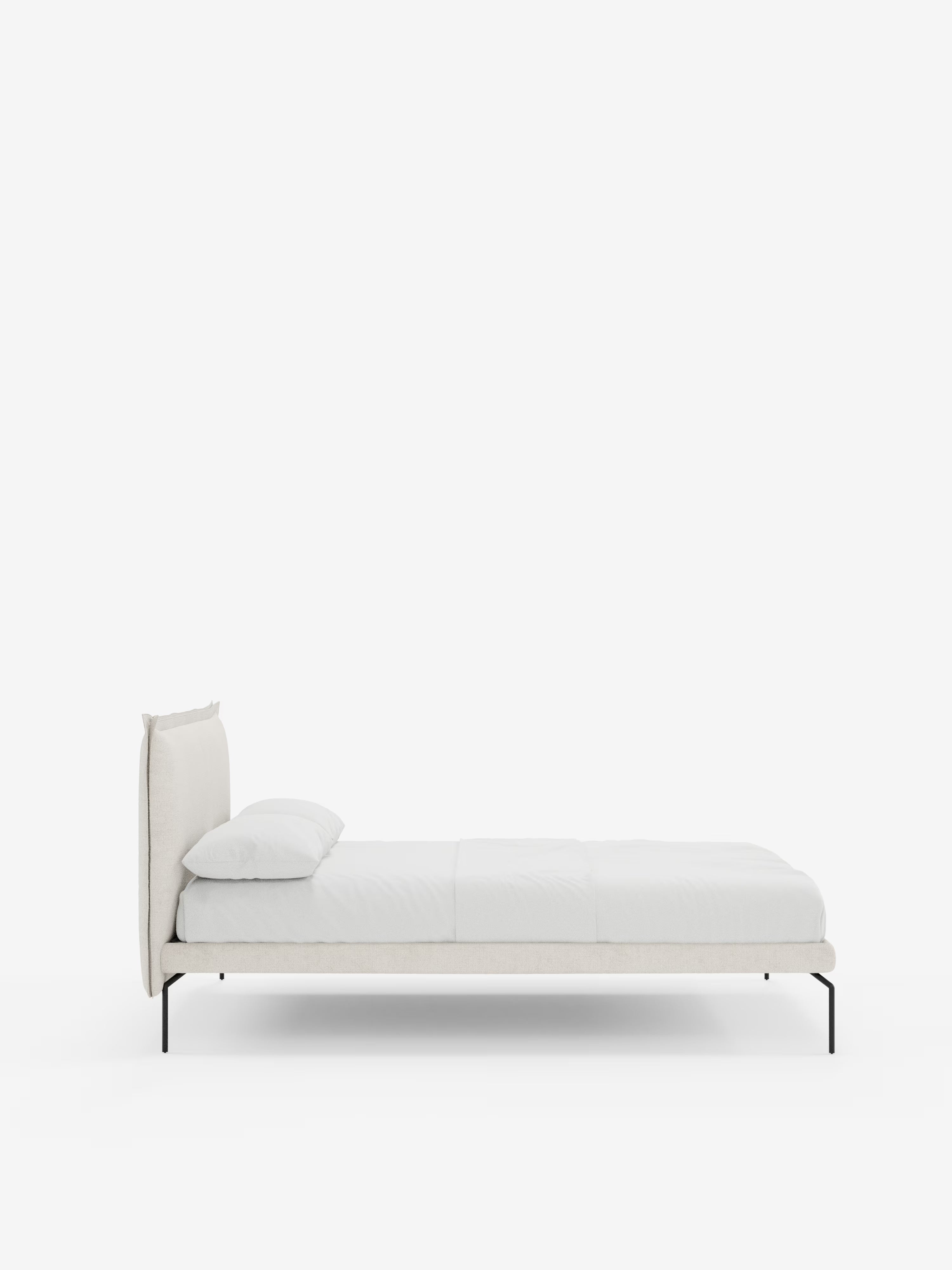 Eric Upholstered removable cover bed with steel legs in stain-resistant fabric