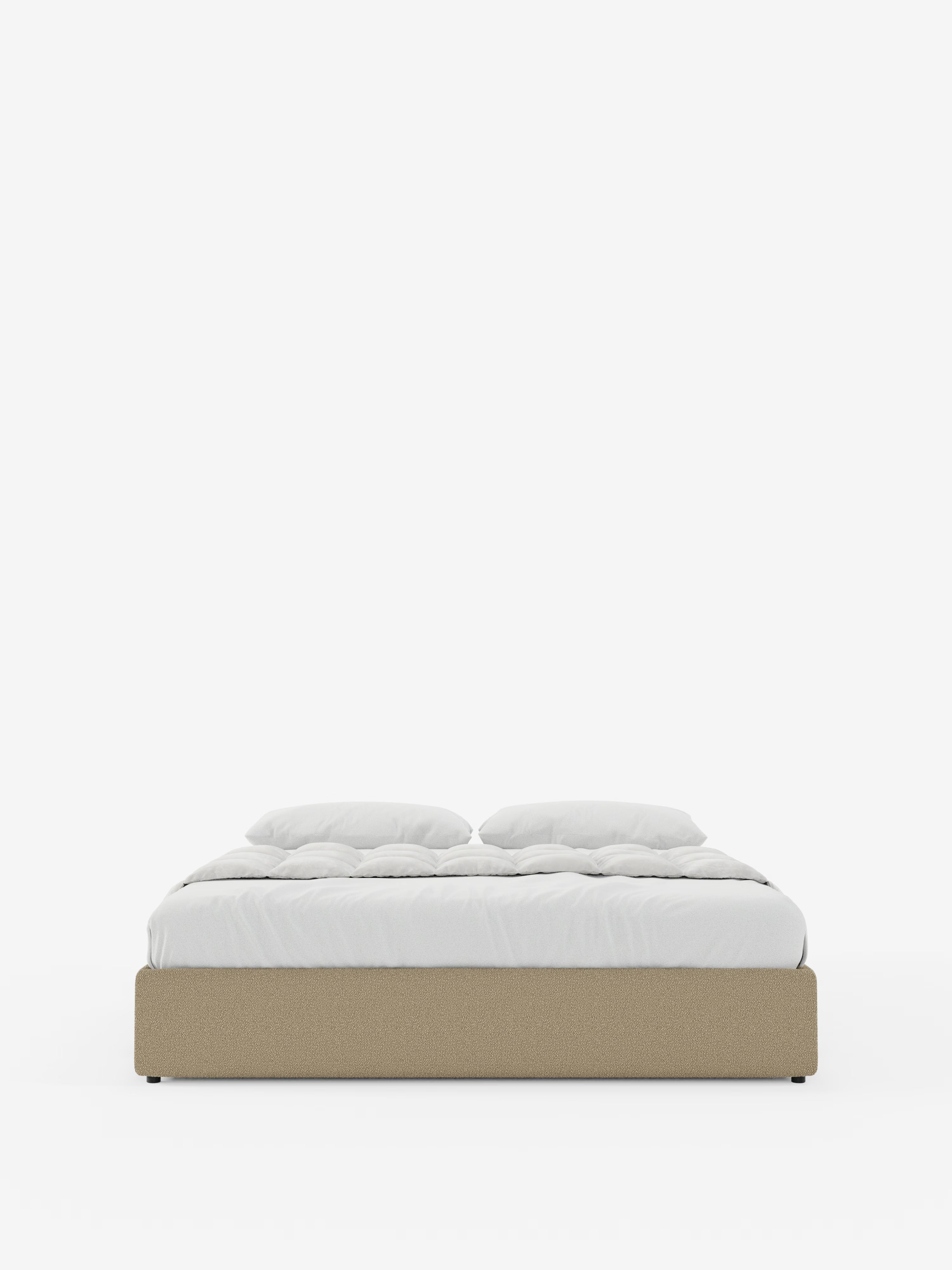 Ina Upholstered removable cover storage box spring in stain-resistant waterproof cotton-effect fabric