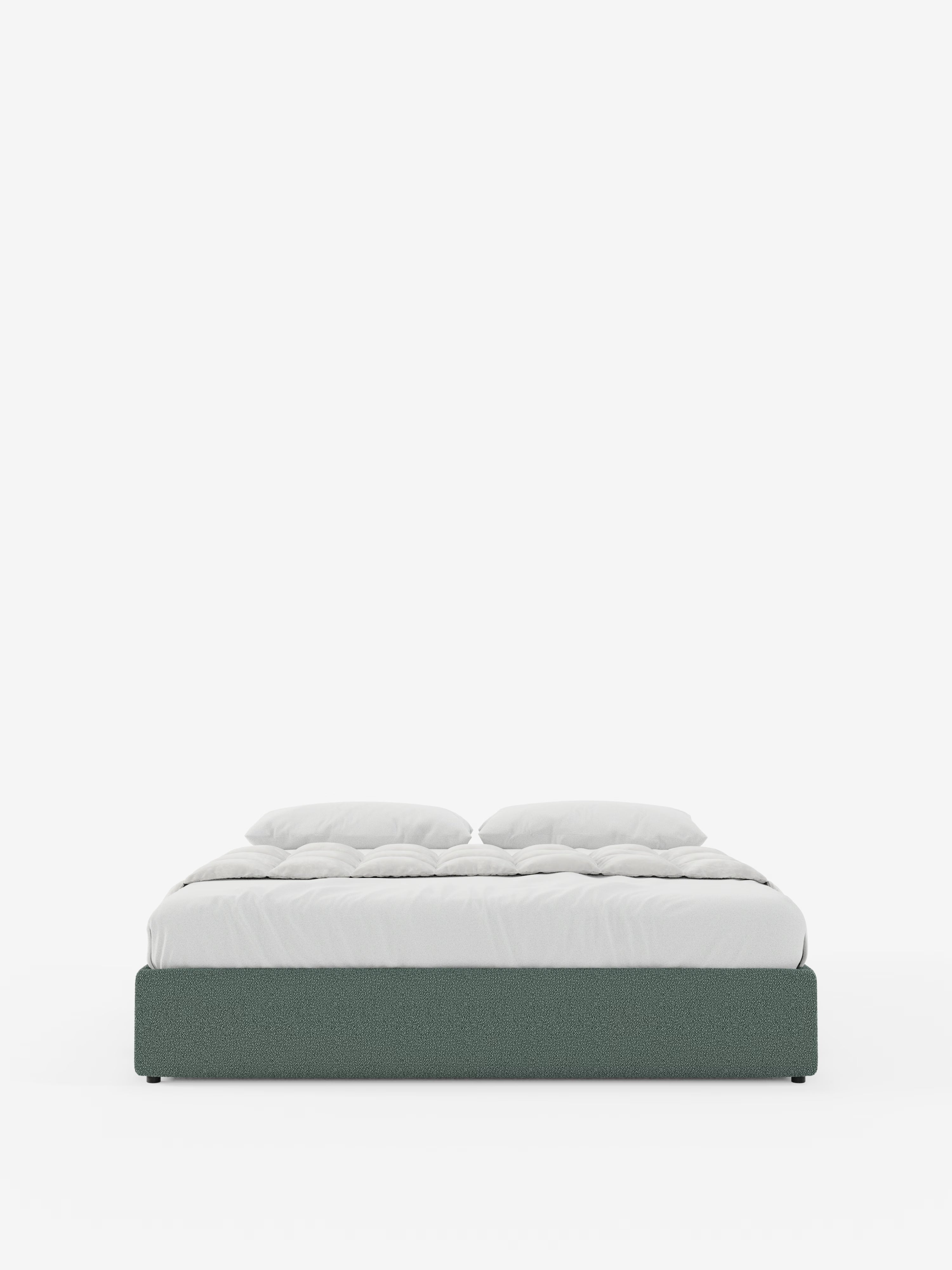 Ina Upholstered removable cover storage box spring in stain-resistant waterproof cotton-effect fabric