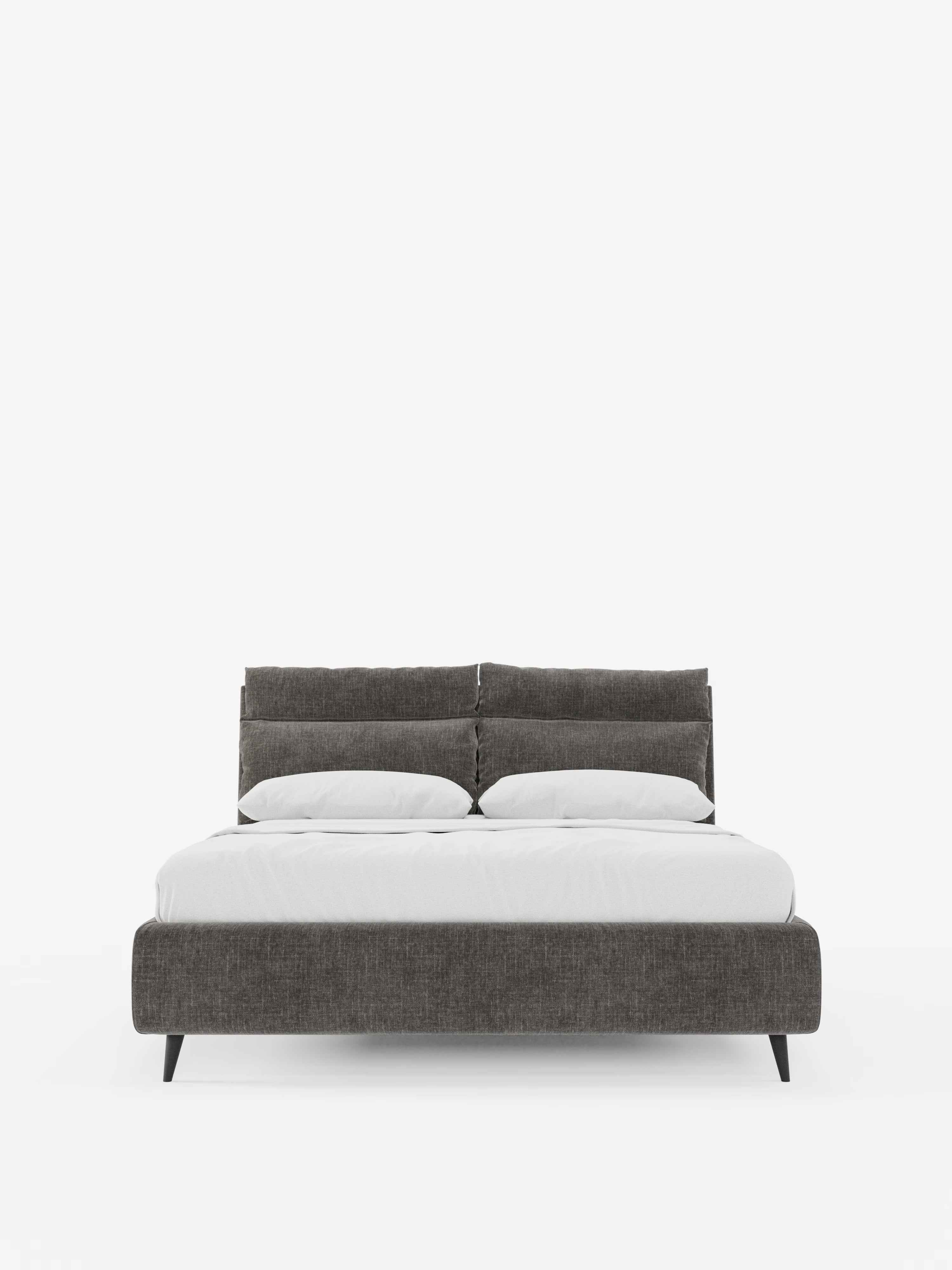 Jerry Upholstered storage bed with reclining cushions in stain-resistant chenille fabric Quick-Clean